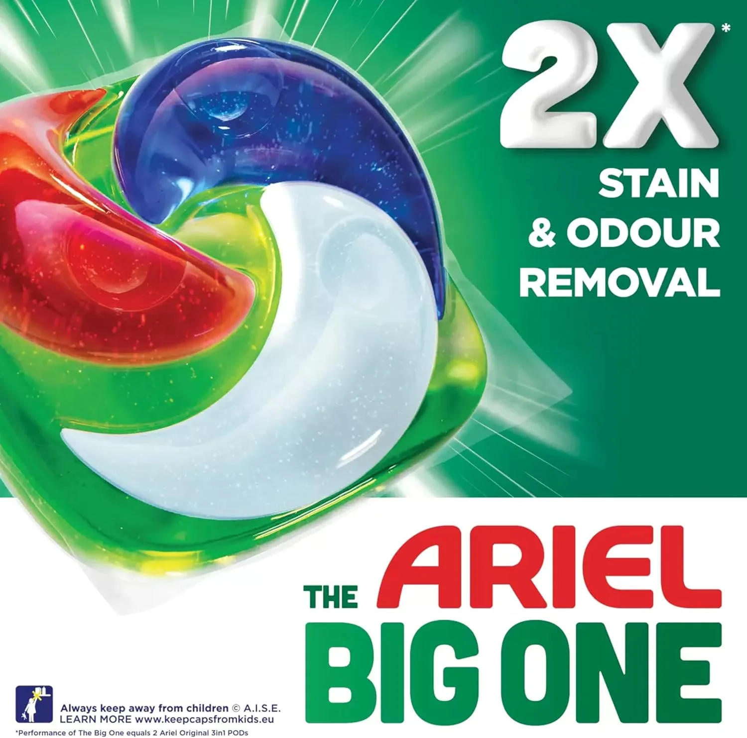 کپسول مایع لباسشویی آریل مدل The Big One Original، 2 برابر قدرت لکه بری و از بین بردن بو، دارای پیش شستشو داخلی، شستشوی مجدد را فراموش کنید - 69 عدد کپسول مایع لباسشویی آریل مدل The Big One Original، 2 برابر قدرت لکه بری و از بین بردن بو، دارای پیش شستشو داخلی، شستشوی مجدد را فراموش کنید - 69 عدد