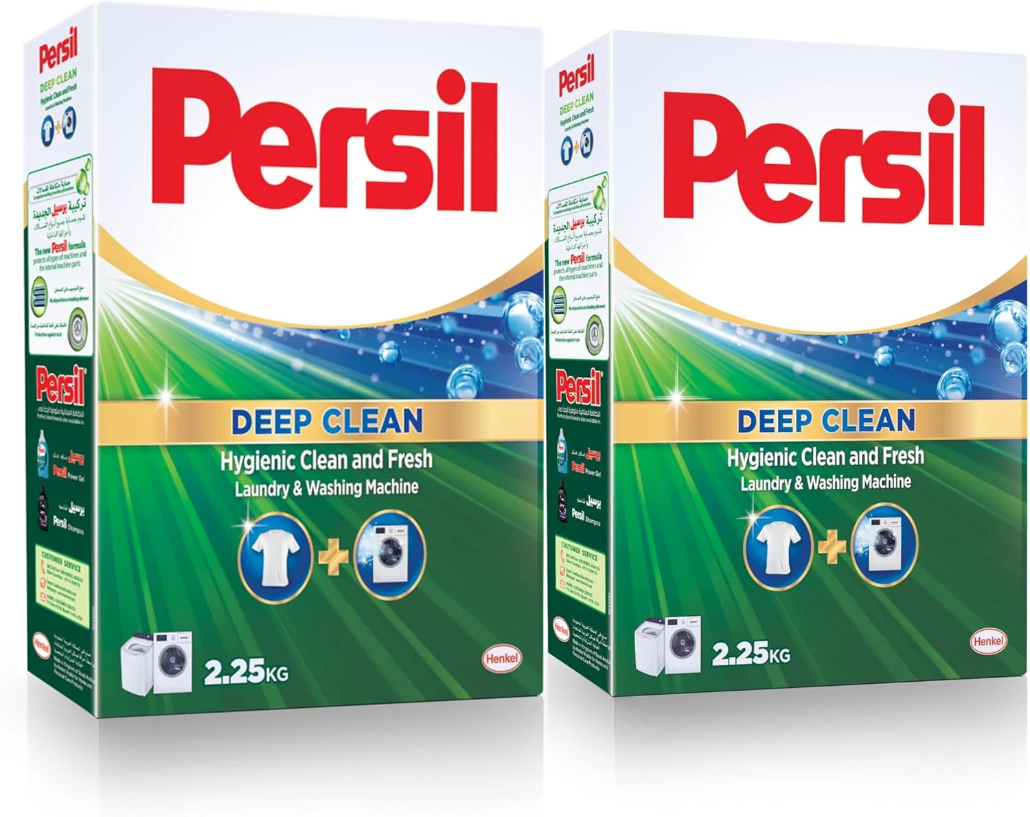 پودر لباسشویی پرسيل، با فناوری Deep Clean Plus برای تمیزی بی نقص و طراوت ماندگار، موثر در دمای 20 تا 95 درجه سانتیگراد، بسته دو عددی، 2 × 2.25 کیلوگرم