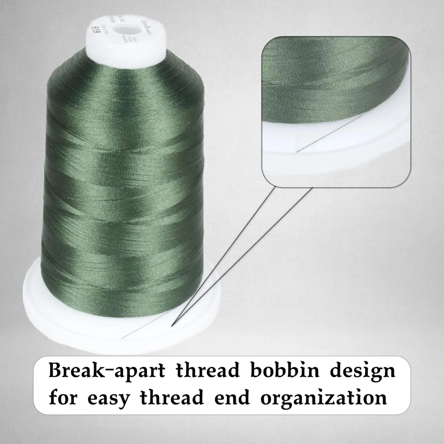 نخ پلی استر سه لایه Simthread - 5000 متر (5500 یارد) شماره 40 - فوق العاده براق، بدون گره - دارای قفل نخ داخلی - سازگار با Brother، Singer، Janome و غیره، سبز-519 نخ پلی استر سه لایه Simthread - 5000 متر (5500 یارد) شماره 40 - فوق العاده براق، بدون گره - دارای قفل نخ داخلی - سازگار با Brother، Singer، Janome و غیره، سبز-519