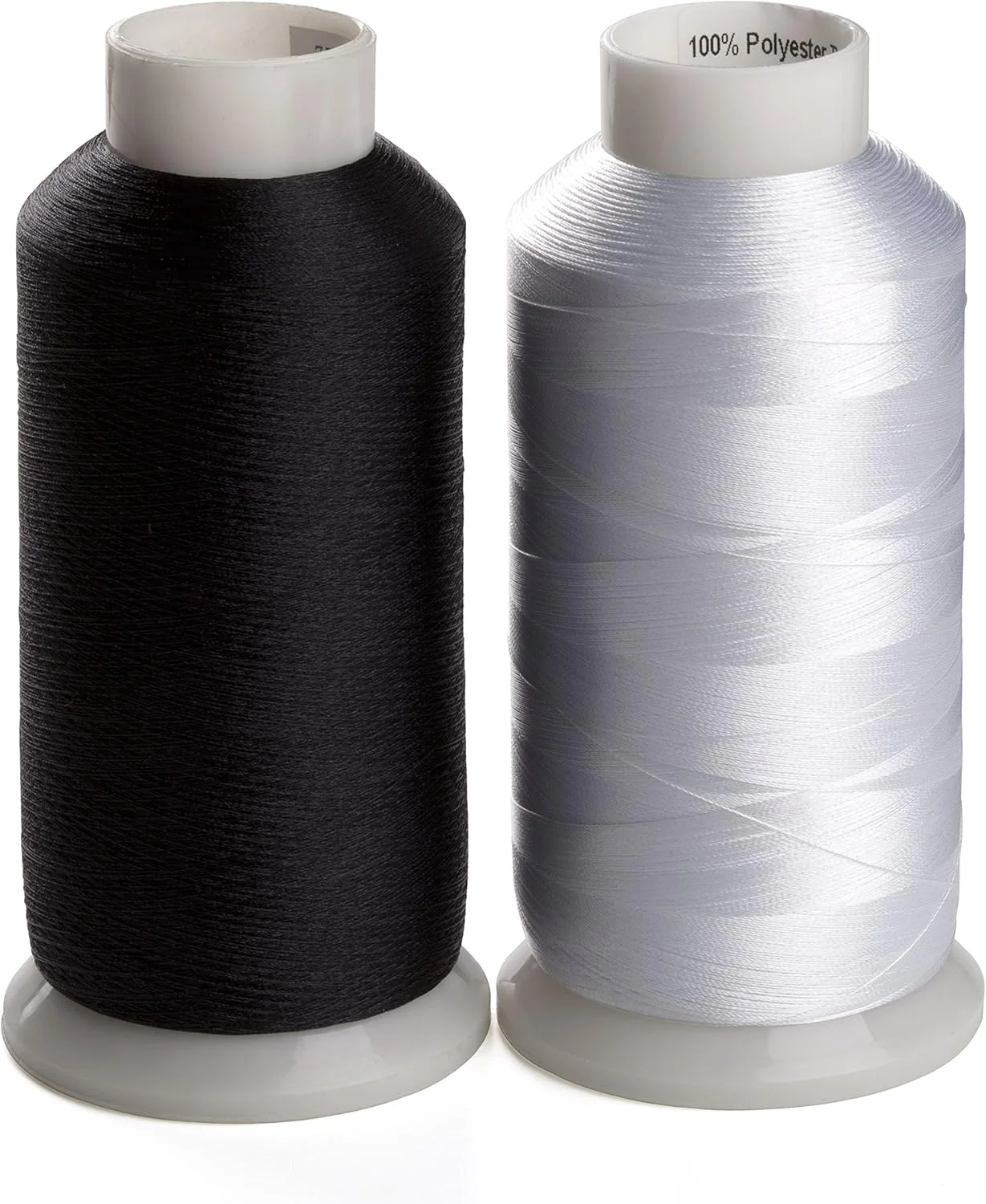 نخ ماسوره سیمترد 2 عدد، مناسب چرخ خیاطی و گلدوزی، 1 عدد مشکی و 1 عدد سفید، 5500 یارد هر کدام - نخ ماسوره پلی استر 60WT، نخ های زیرین