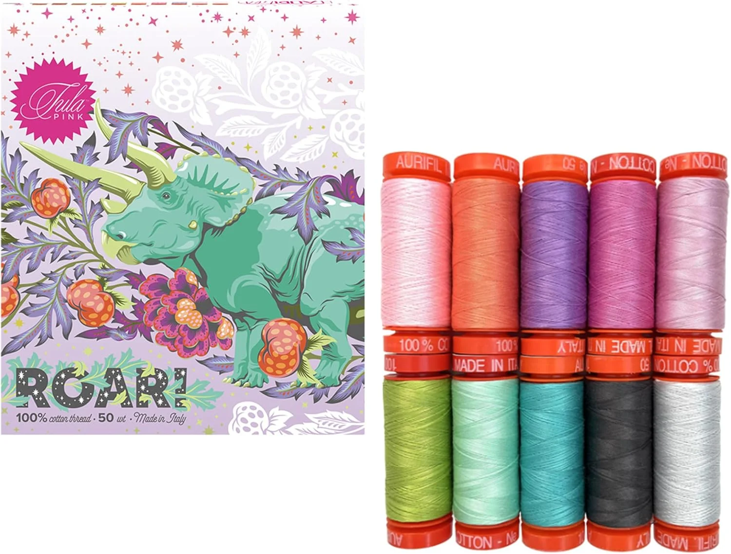 نخ پنبه ای 50 وزن آوریفیل Roar، 10 ماسوره کوچک، طرح Tula Pink TP50RC10، متنوع نخ پنبه ای 50 وزن آوریفیل Roar، 10 ماسوره کوچک، طرح Tula Pink TP50RC10، متنوع