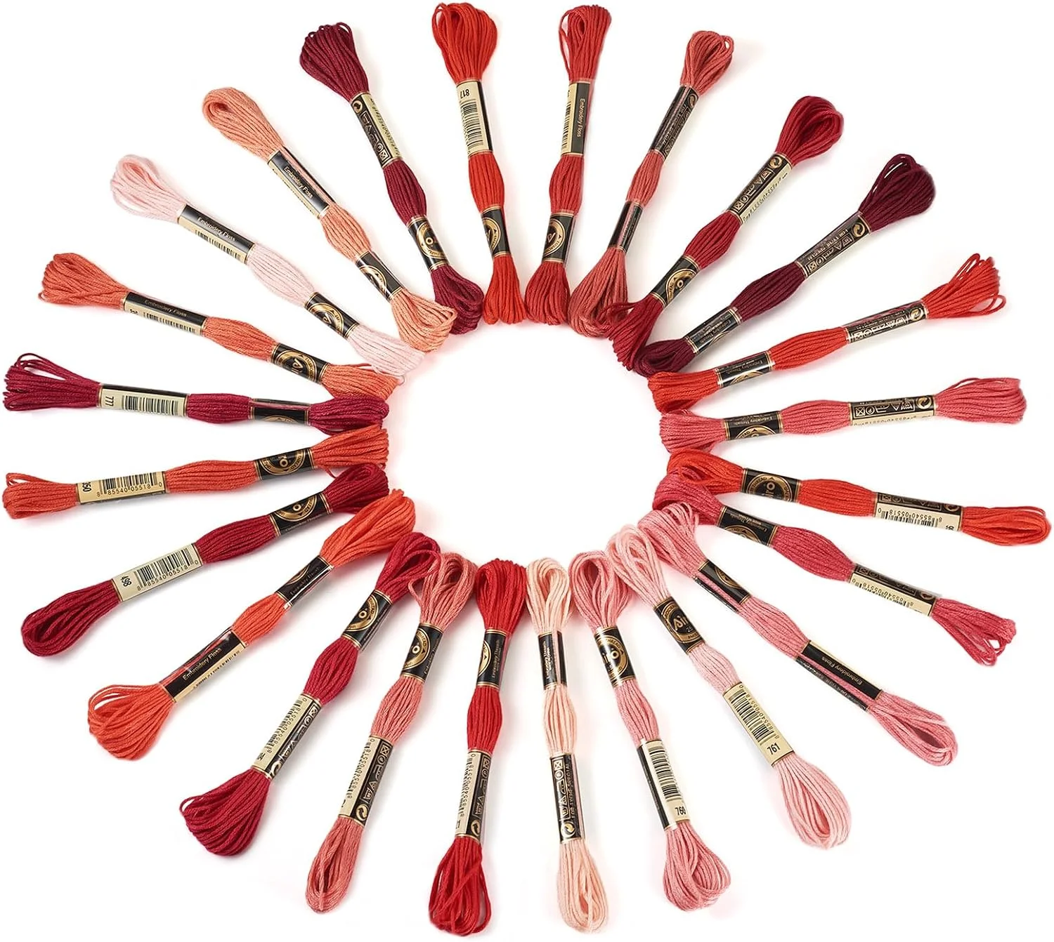 نخ های گلدوزی Cheriswelry، 24 بسته نخ 8 متری گرادیانی دستبند دوستی، پروژه های کوک صلیبی برای بافتنی، لوازم خیاطی، قرمز