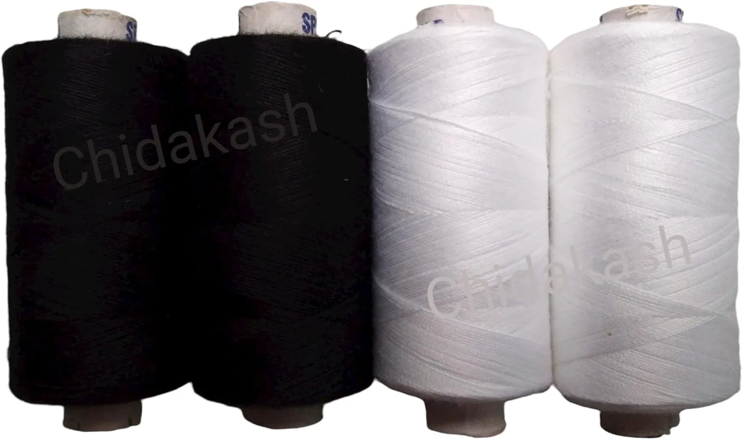 نخ خیاطی چیداکاش® 550 M، 4 عددی، نخ های دوخت مشکی و سفید پلی استر پنبه ای بادوام و محکم برای لوازم جانبی خیاطی دستی و ماشینی