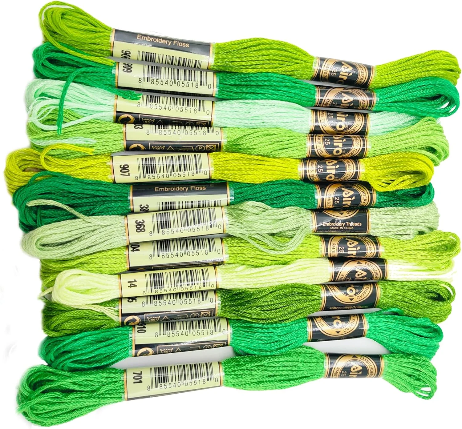 نخ گلدوزی چوانگ 28 عددی سبز، نخ گلدوزی سبز پنبه ای، نخ کوک متقاطع برای نخ دستبند دوستی و پروژه های گلدوزی DIY (28 عدد نخ گلدوزی سبز)