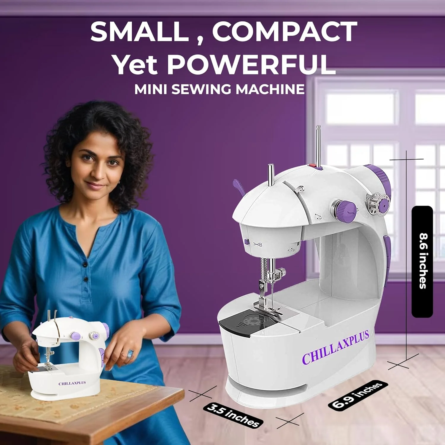 دستگاه دوخت CHILLAXPLUS - چرخ خیاطی قابل حمل برای مصارف خانگی با کیت خیاطی 12 نخ و پدال پا، ماشین سیلای کوچک - ابزار خیاطی جمع و جور - سفید دستگاه دوخت CHILLAXPLUS - چرخ خیاطی قابل حمل برای مصارف خانگی با کیت خیاطی 12 نخ و پدال پا، ماشین سیلای کوچک - ابزار خیاطی جمع و جور - سفید