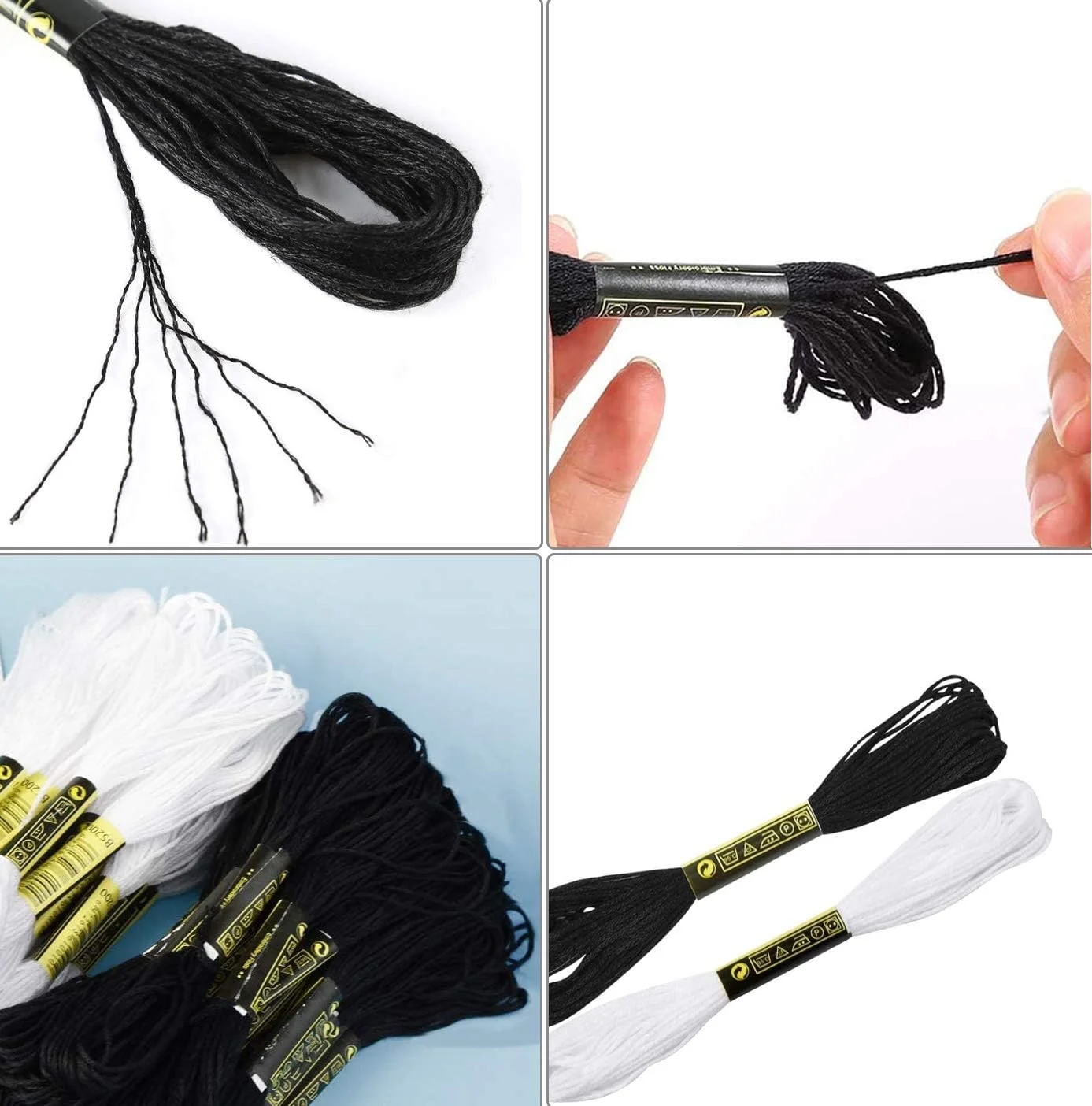 نخ گلدوزی Cldamecy، 13 کلاف سفید و 13 کلاف مشکی نخ گلدوزی برای گلدوزی متقاطع، نخ دستبند دوستی و هنر و صنایع دستی DIY، با 10 عدد ماسوره نخ نخ گلدوزی Cldamecy، 13 کلاف سفید و 13 کلاف مشکی نخ گلدوزی برای گلدوزی متقاطع، نخ دستبند دوستی و هنر و صنایع دستی DIY، با 10 عدد ماسوره نخ