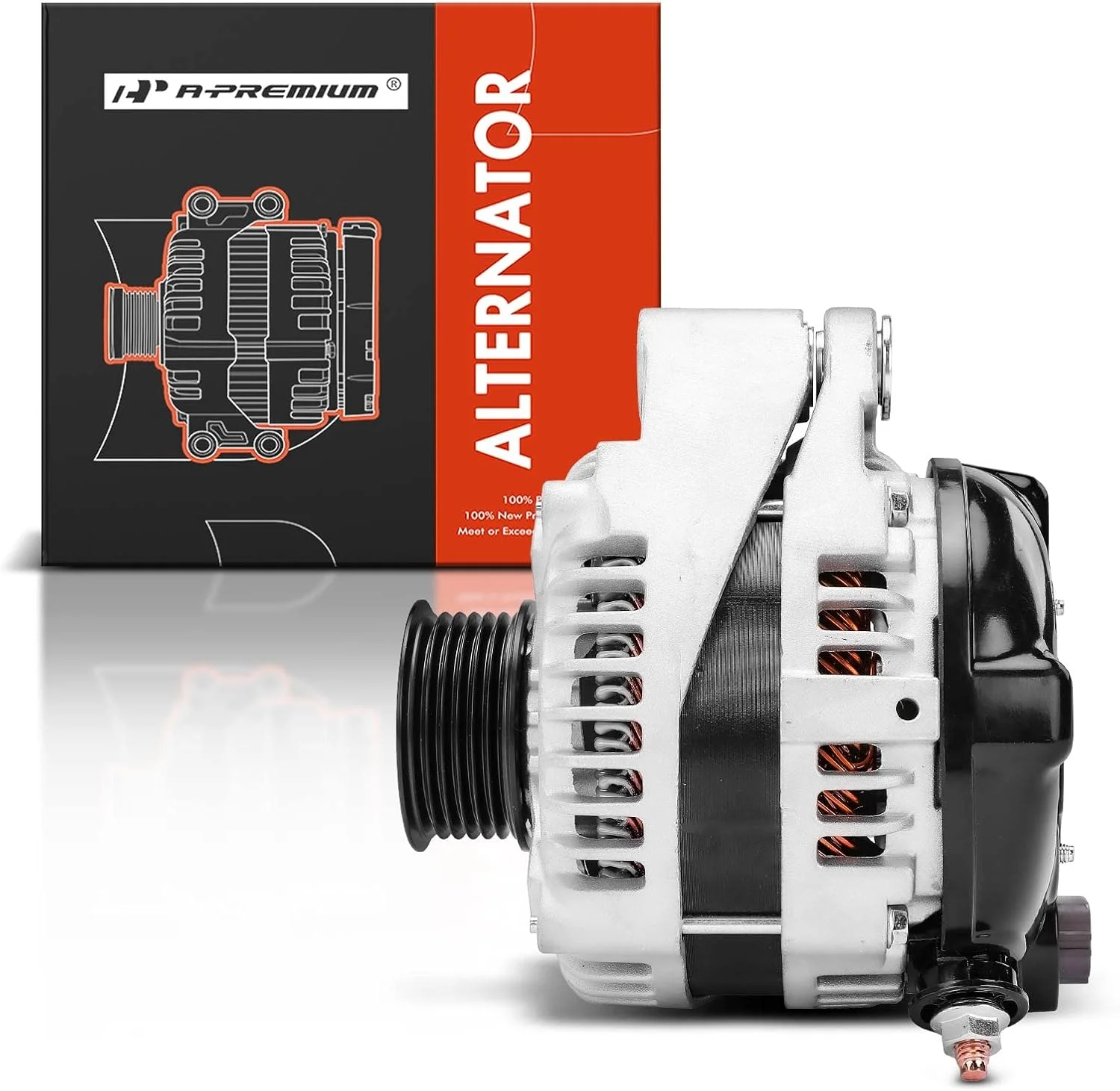 دینام A-Premium سازگار با لکسوس LS430 2004-2006 V8 4.3L، GS430 2006-2007 V8 4.3L، 12 ولت 130 آمپر پولی 5 شیاره چرخش در جهت عقربه های ساعت، جایگزین# 27060-50340, 2706050340