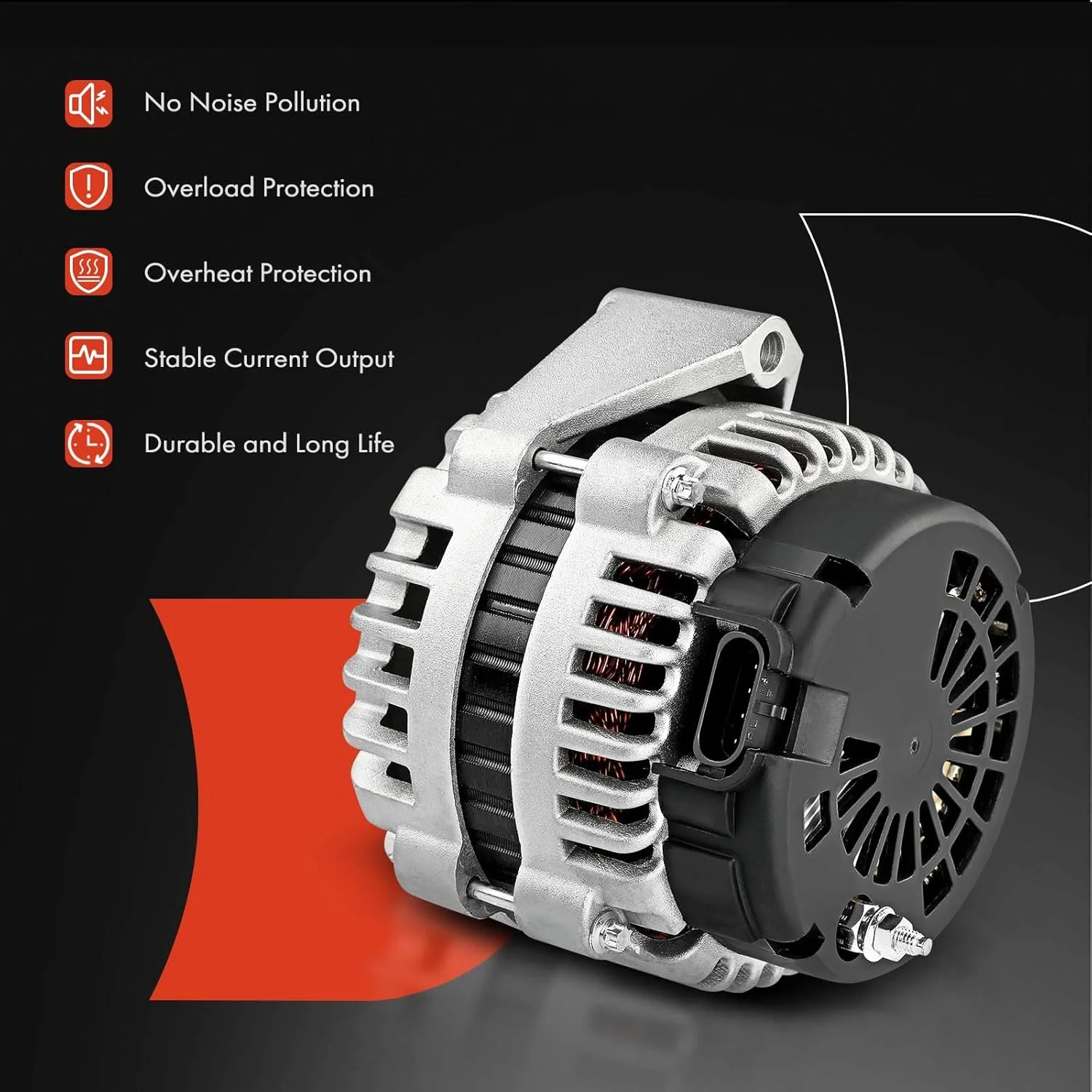 دینام A-Premium سازگار با نیسان 350Z مدل 07-09، 370Z مدل 09-10 و اینفینیتی M35 مدل 09-10، Q50 مدل 14-15، Q70 مدل 14-19، 3.5L 3.7L، 150 آمپر 12 ولت پولی 7 شیار چرخش در جهت عقربه های ساعت، جایگزین# 400-48164، 23100-JK01A