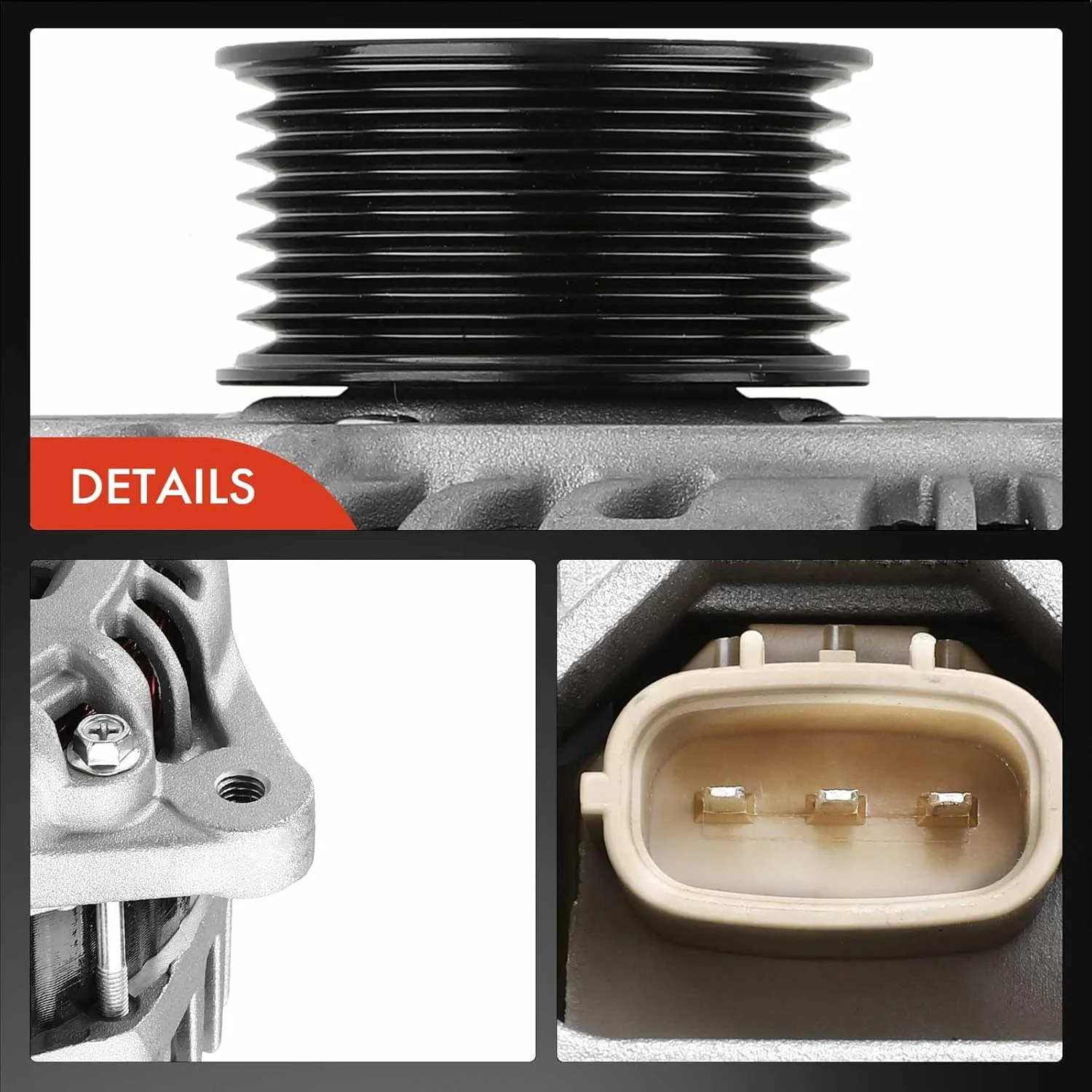 دینام A-Premium سازگار با نیسان 350Z مدل 07-09، 370Z مدل 09-10 و اینفینیتی M35 مدل 09-10، Q50 مدل 14-15، Q70 مدل 14-19، 3.5L 3.7L، 150 آمپر 12 ولت پولی 7 شیار چرخش در جهت عقربه های ساعت، جایگزین# 400-48164، 23100-JK01A