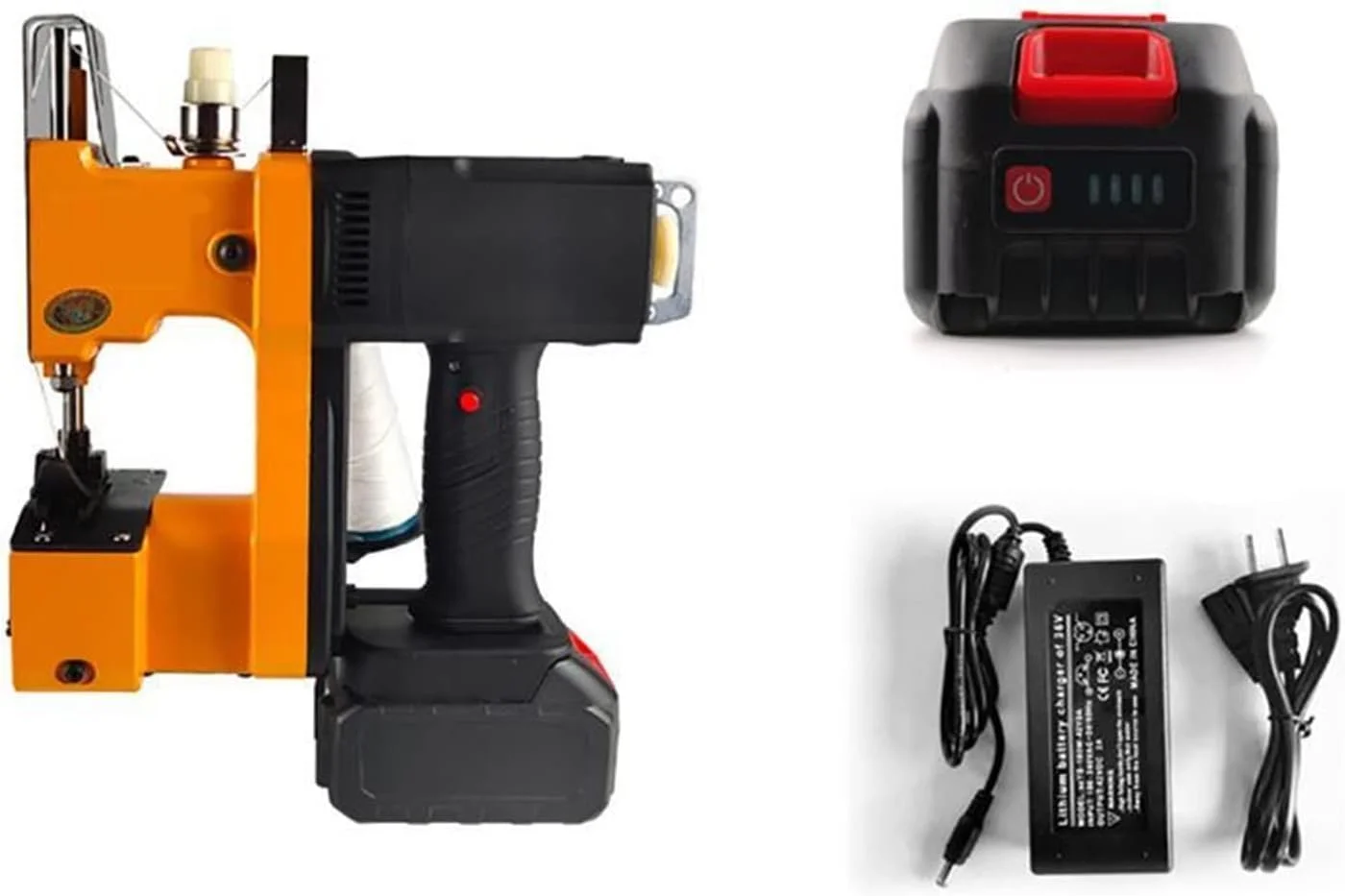 چرخ خیاطی دستی برقی GZDZHP 210W با باتری لیتیومی 36 ولت، چرخ خیاطی قابل حمل و شارژی، دستگاه دوخت کیسه بافی چرخ خیاطی دستی برقی GZDZHP 210W با باتری لیتیومی 36 ولت، چرخ خیاطی قابل حمل و شارژی، دستگاه دوخت کیسه بافی