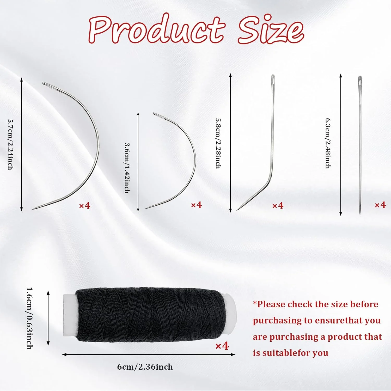 ست 20 عددی سوزن مو و نخ مشکی برای ساخت کلاه گیس، سوزن های خمیده شکل C/J بزرگ، متوسط و کوچک و سوزن I برای دوخت دستی مو و اکستنشن مو ست 20 عددی سوزن مو و نخ مشکی برای ساخت کلاه گیس، سوزن های خمیده شکل C/J بزرگ، متوسط و کوچک و سوزن I برای دوخت دستی مو و اکستنشن مو