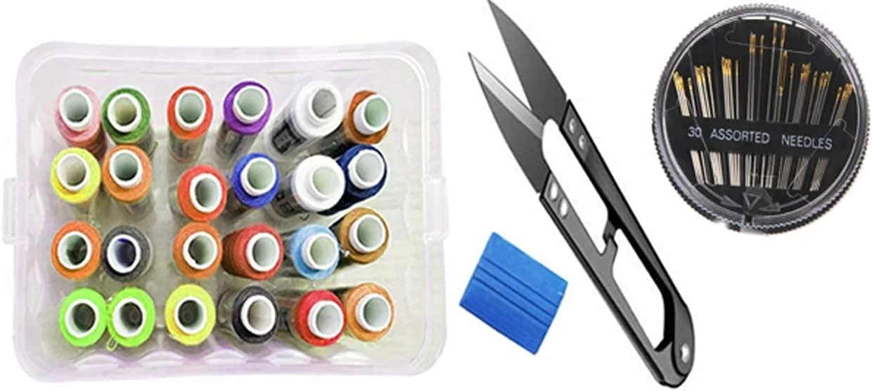جعبه خیاطی ikis - 5 در 1 - 24 قرقره نخ پلی استر متنوع و جعبه نگهداری لوازم جانبی (چند رنگ) / نخ چین / سوزن / جعبه خیاطی گچ دار با نخ چین، گچ، سوزن جعبه خیاطی ikis - 5 در 1 - 24 قرقره نخ پلی استر متنوع و جعبه نگهداری لوازم جانبی (چند رنگ) / نخ چین / سوزن / جعبه خیاطی گچ دار با نخ چین، گچ، سوزن