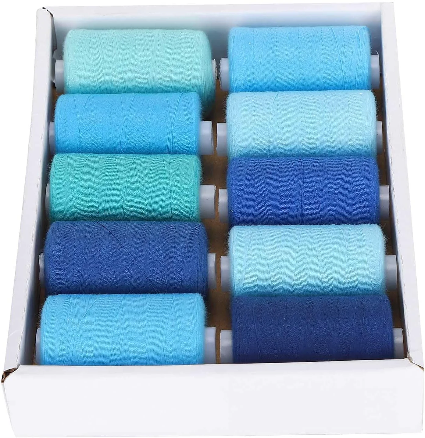 نخ خیاطی آبی Junlucki، نخ های دوخت پلی استر 10 رول محکم برای DIY نخ خیاطی آبی Junlucki، نخ های دوخت پلی استر 10 رول محکم برای DIY