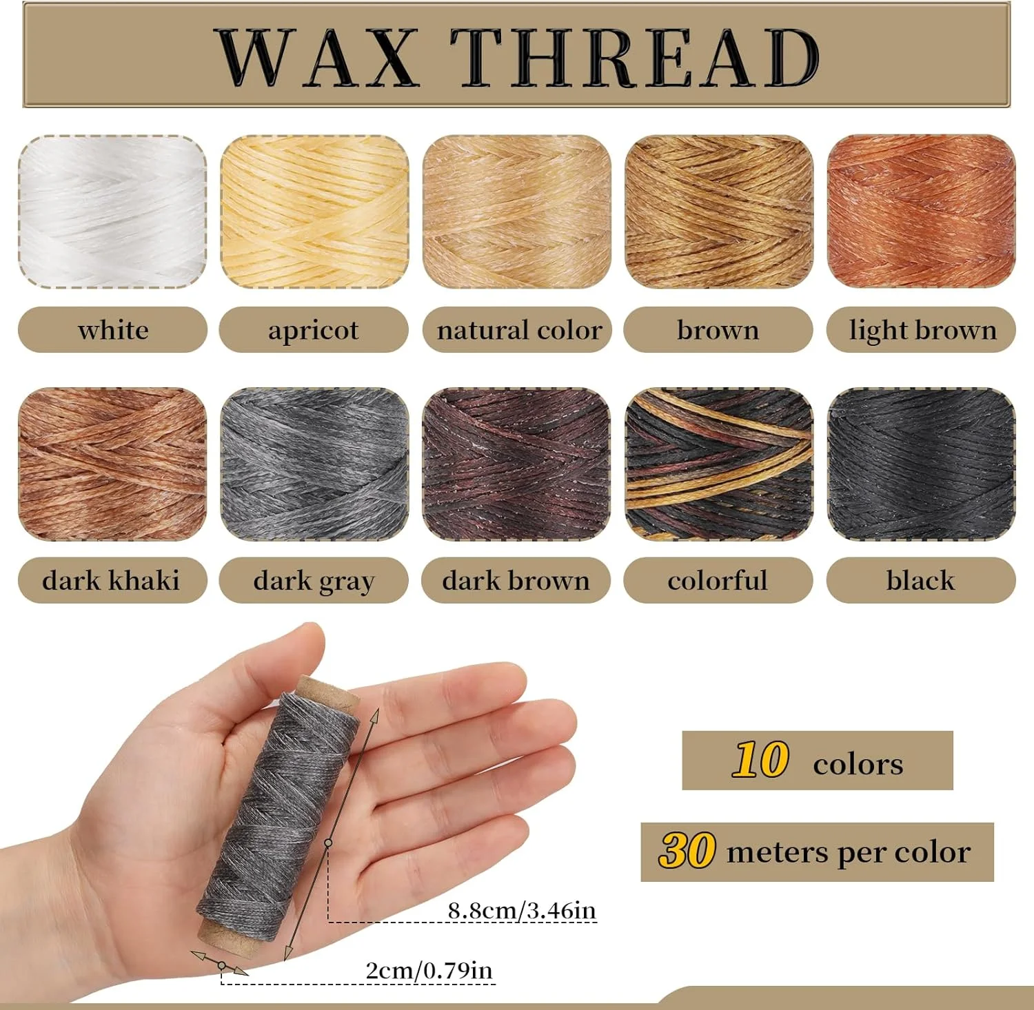 نخ موم زده Jupean به طول 300 متر، نخ چرمی 10 رنگ، نخ دوخت تعمیرات روکش، نخ موم زده برای صحافی، صنایع دستی چرمی، تعمیر کفش نخ موم زده Jupean به طول 300 متر، نخ چرمی 10 رنگ، نخ دوخت تعمیرات روکش، نخ موم زده برای صحافی، صنایع دستی چرمی، تعمیر کفش