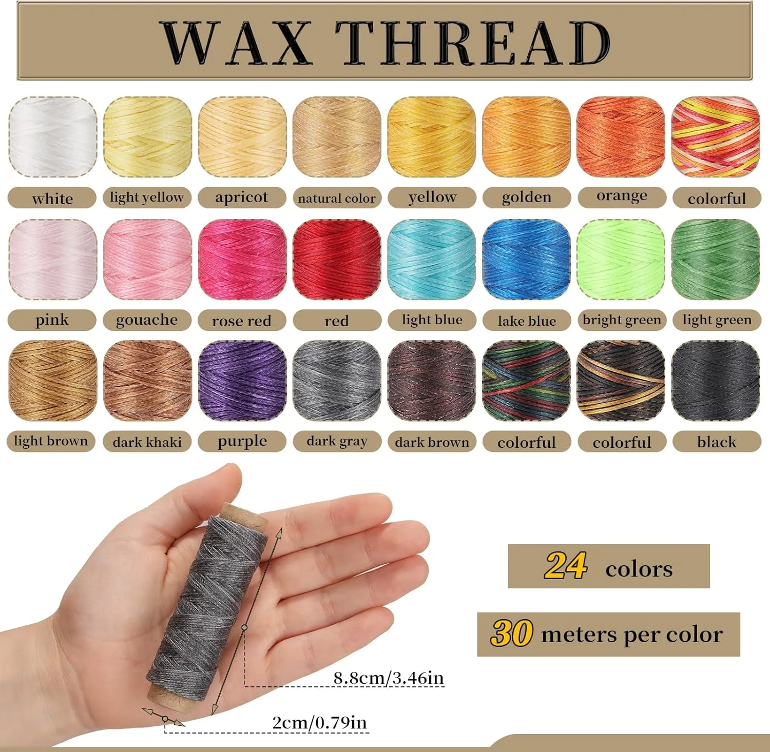 نخ چرم جوپین 24 رنگ، نخ دوخت چرم نخ موم زده برای دوخت دستی نخ پلی استر چرم برای ساخت دستبند و صحافی نخ چرم جوپین 24 رنگ، نخ دوخت چرم نخ موم زده برای دوخت دستی نخ پلی استر چرم برای ساخت دستبند و صحافی