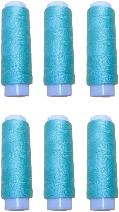 6 حلقه نخ خیاطی پلی استر 130 متری، نخ های سبز نعنایی برای همه منظوره، مناسب چرخ خیاطی، دست دوزی و گلدوزی 6 حلقه نخ خیاطی پلی استر 130 متری، نخ های سبز نعنایی برای همه منظوره، مناسب چرخ خیاطی، دست دوزی و گلدوزی