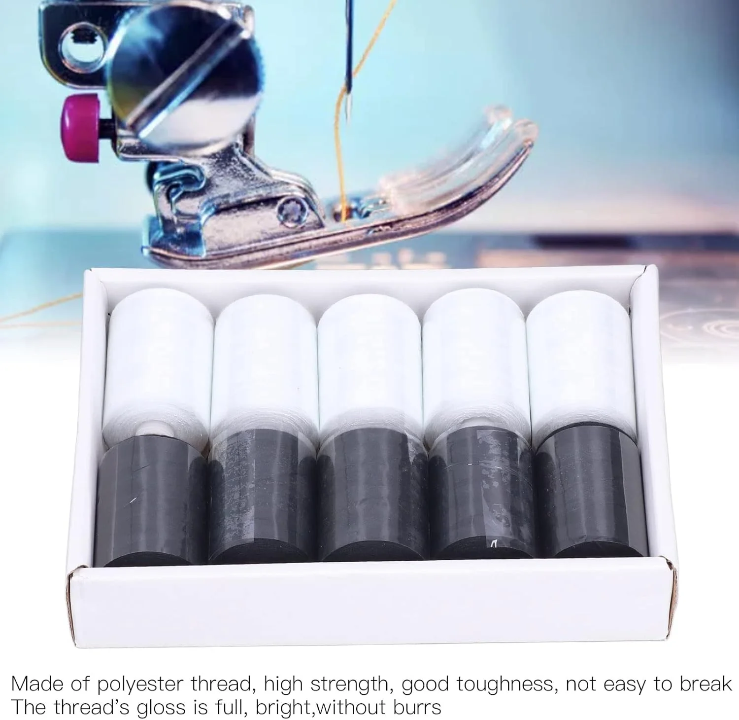 نخ خیاطی 10 رنگ، نخ خیاطی مشکی و سفید با استحکام بالا و کاربردی برای چرخ خیاطی خانگی، گلدوزی دستی و لحاف دوزی