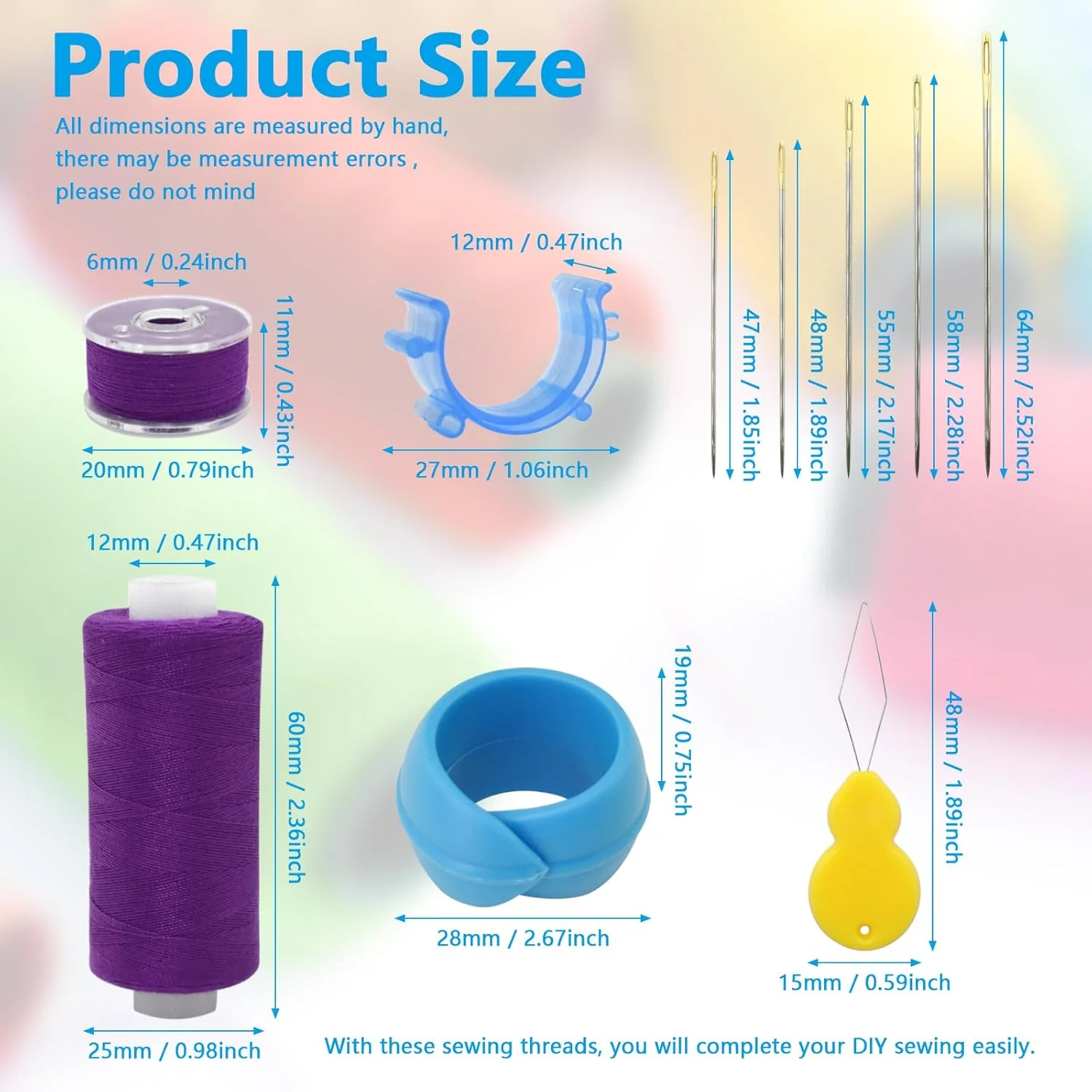 ست 71 عددی قرقره نخ خیاطی SHRJ با سوزن، گیره قرقره، 25 رنگ، 400 یارد نخ پلی استر در هر قرقره، قرقره های از پیش پیچیده شده با جعبه برای خیاطی دستی، اضطراری و مسافرت، DIY و خانه ست 71 عددی قرقره نخ خیاطی SHRJ با سوزن، گیره قرقره، 25 رنگ، 400 یارد نخ پلی استر در هر قرقره، قرقره های از پیش پیچیده شده با جعبه برای خیاطی دستی، اضطراری و مسافرت، DIY و خانه