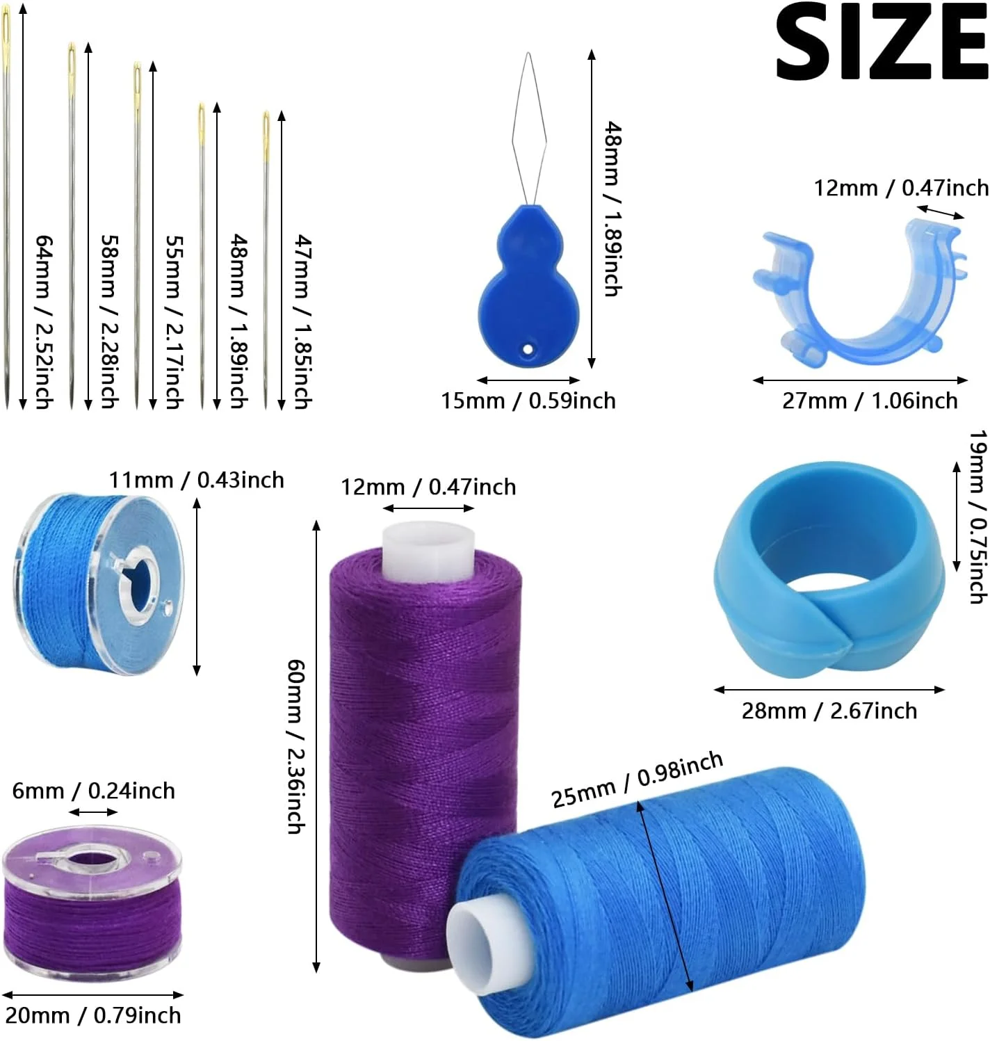 ست نخ خیاطی SHRJ شامل 130 قطعه، 50 رنگ نخ چرخ خیاطی، ماسوره های از پیش پیچیده شده با نگهدارنده های نخ ماسوره، سوزن های متنوع، 400 یارد نخ پلی استر در هر قرقره ست نخ خیاطی SHRJ شامل 130 قطعه، 50 رنگ نخ چرخ خیاطی، ماسوره های از پیش پیچیده شده با نگهدارنده های نخ ماسوره، سوزن های متنوع، 400 یارد نخ پلی استر در هر قرقره