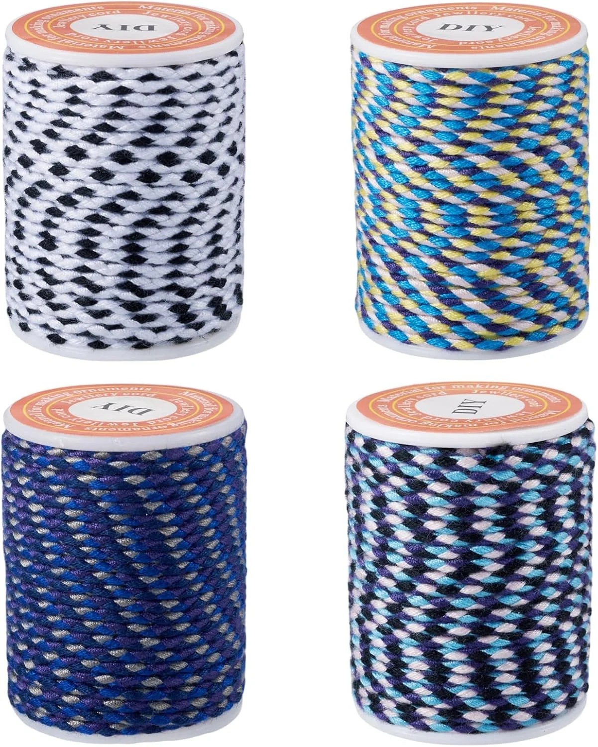 Spritewelry 4 رول نخ پلی استر متالیک 4 لایه طناب بافته شده مکرومه برای ساخت جواهرات DIY، خیاطی، آویزهای دیواری دست ساز، مهمانی، دکوراسیون منزل، 1.5 میلی متر، آبی Spritewelry 4 رول نخ پلی استر متالیک 4 لایه طناب بافته شده مکرومه برای ساخت جواهرات DIY، خیاطی، آویزهای دیواری دست ساز، مهمانی، دکوراسیون منزل، 1.5 میلی متر، آبی
