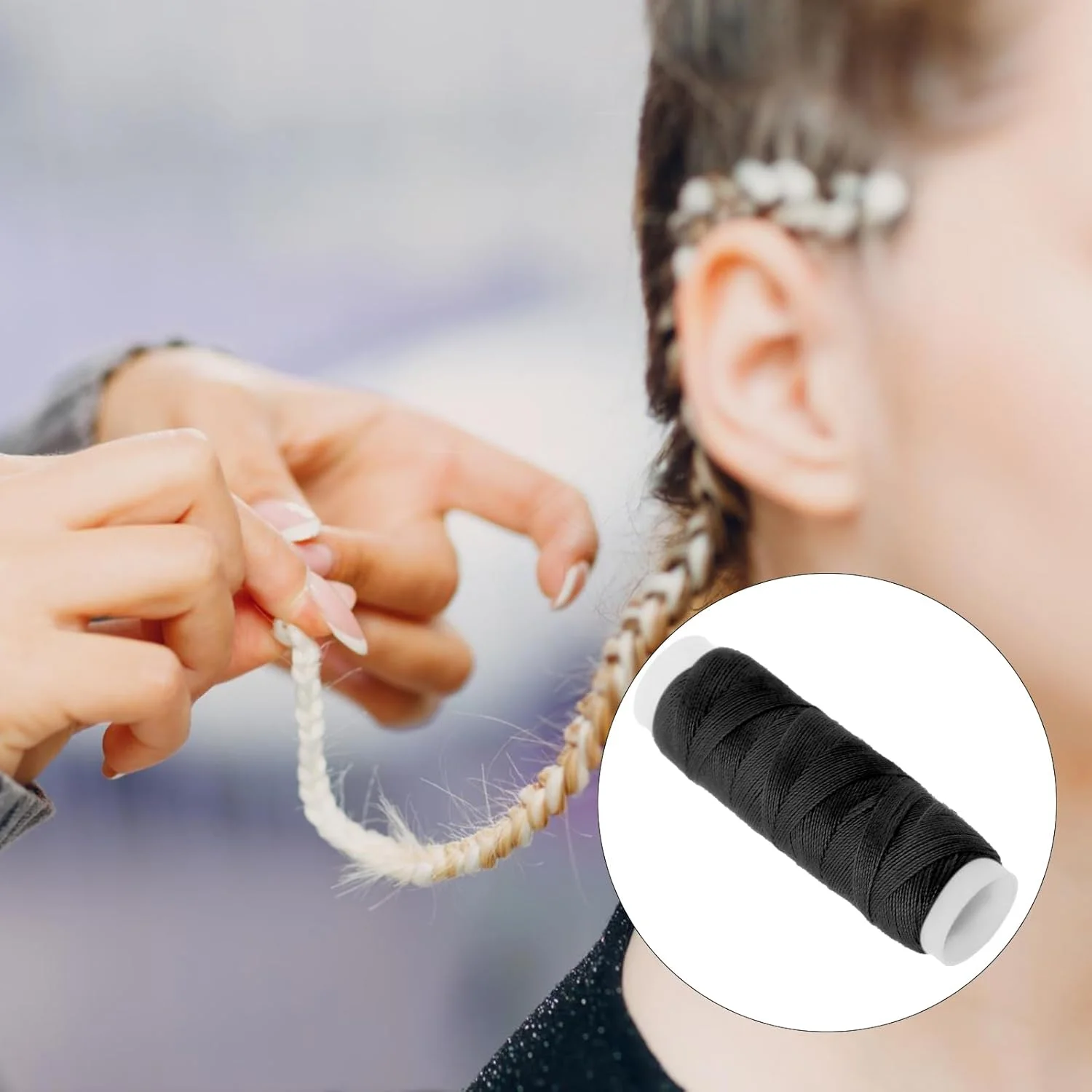 3 حلقه نخ مشکی قهوه ای بژ برای بافت مو، اکستنشن مو، نخ خیاطی برای دوخت کلاه گیس، نخ بافت مو برای اکستنشن مو با دست (3 نخ، مشکی) 3 حلقه نخ مشکی قهوه ای بژ برای بافت مو، اکستنشن مو، نخ خیاطی برای دوخت کلاه گیس، نخ بافت مو برای اکستنشن مو با دست (3 نخ، مشکی)
