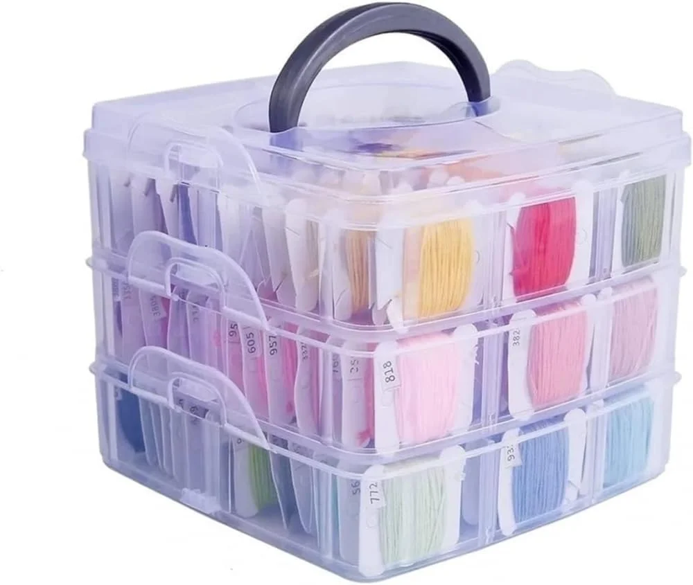 مجموعه نخ گلدوزی ZYJBDYZBD با استحکام بالا، 150 رنگ نخ خیاطی گلدوزی به همراه جعبه نخ، قیچی، انگشتانه و جعبه ابزار