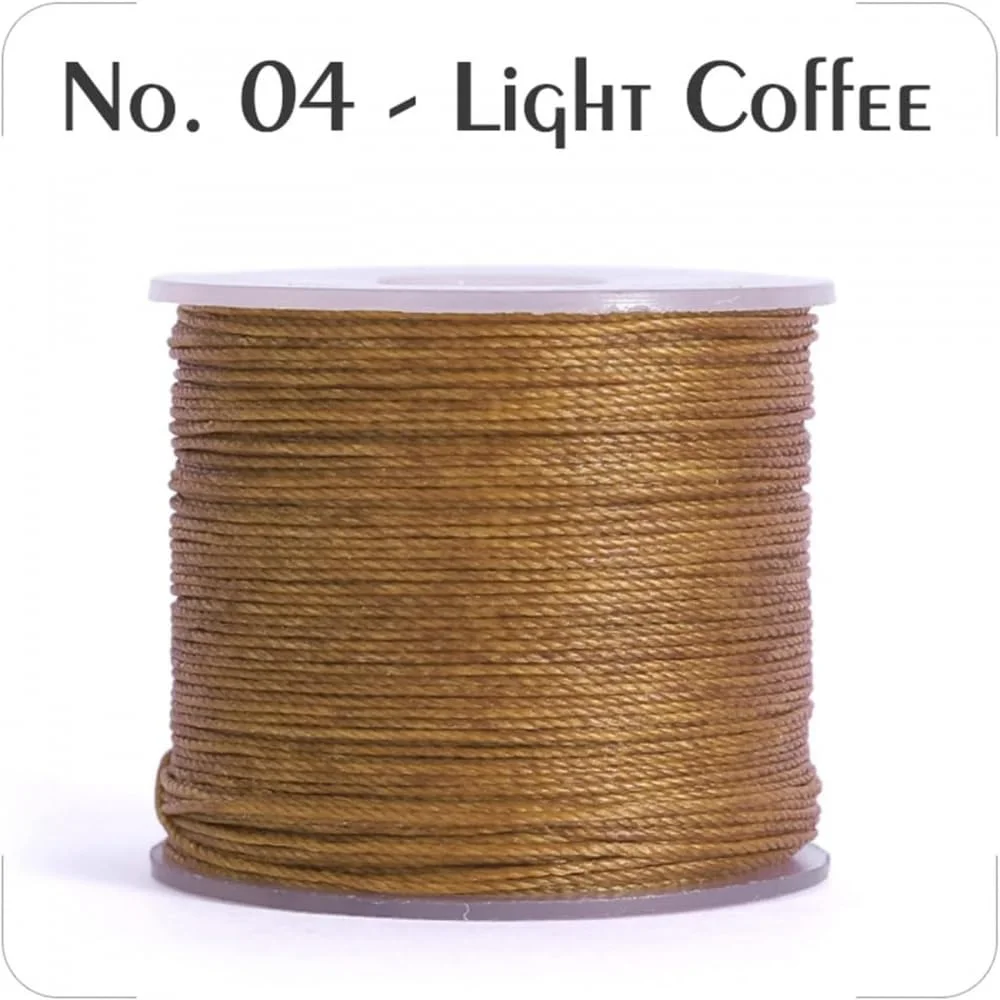 ZYJBDYZBD 1 عدد نخ موم گرد، طناب پلی استر بدون شکاف برای دوخت چرم، نخ موم اندود شده، رنگ: 04 قهوه ای روشن، سایز: 0.4mm - 30M ZYJBDYZBD 1 عدد نخ موم گرد، طناب پلی استر بدون شکاف برای دوخت چرم، نخ موم اندود شده، رنگ: 04 قهوه ای روشن، سایز: 0.4mm - 30M