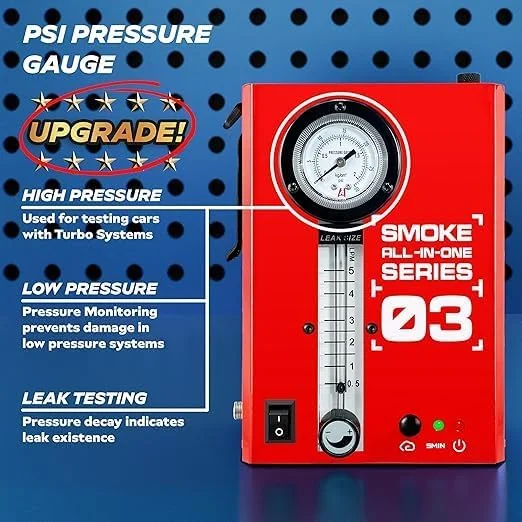 دستگاه نشت یاب دود خودرویی AutoLine Pro مدل 03 | کمپرسور هوای داخلی | گیج فشار | فلومتر اندازه گیری اندازه نشت | تستر تشخیص نشت خلاء