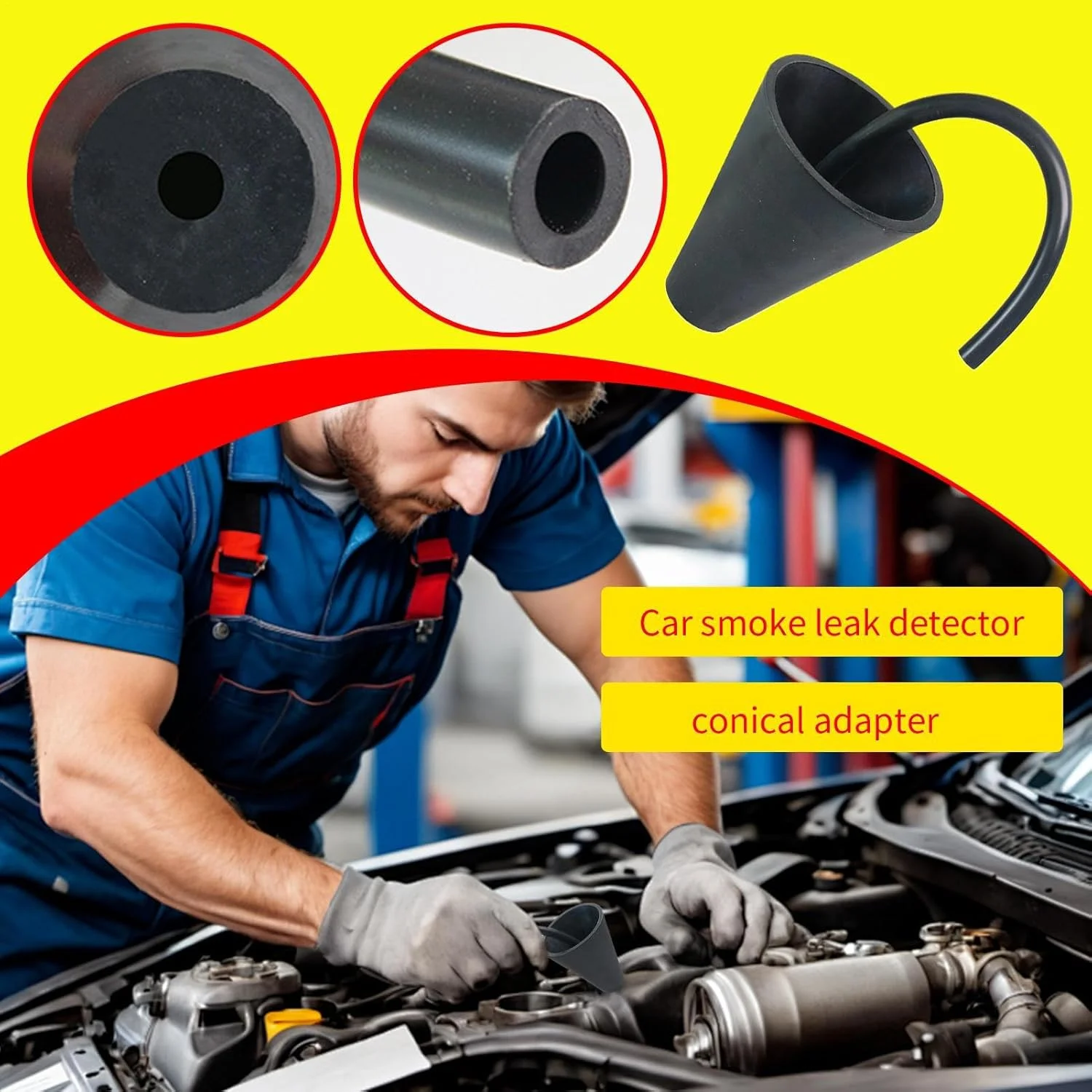 آداپتور مخروطی دستگاه دود خودرو - اتصال شیلنگ آداپتور دستگاه دود - ابزارهای تعمیر خودرو برای تشخیص موتور و نگهداری ناوگان تکنسین