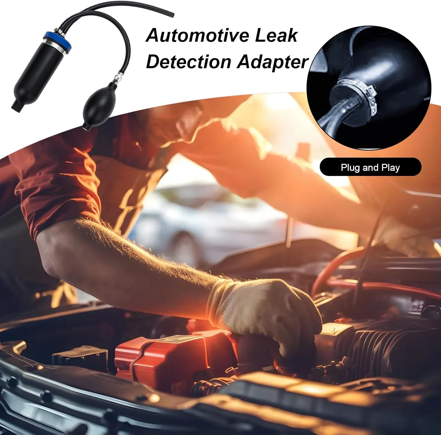 آداپتور تشخیص نشتی خودرو، دستگاه عیب یابی - ابزار سریع Plug-And-Play برای تشخیص هوا، خط لوله تهویه مطبوع موتور، ورودی فاضلاب آداپتور تشخیص نشتی خودرو، دستگاه عیب یابی - ابزار سریع Plug-And-Play برای تشخیص هوا، خط لوله تهویه مطبوع موتور، ورودی فاضلاب