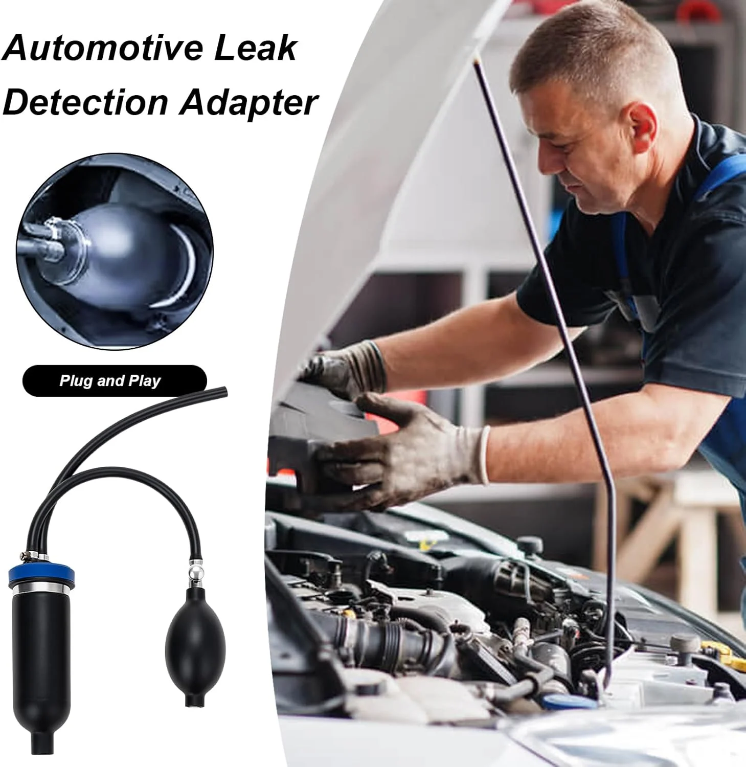 آداپتور تشخیص نشتی خودرو، دستگاه عیب یابی - ابزار سریع Plug-And-Play برای تشخیص هوا، خط لوله تهویه مطبوع موتور، ورودی فاضلاب آداپتور تشخیص نشتی خودرو، دستگاه عیب یابی - ابزار سریع Plug-And-Play برای تشخیص هوا، خط لوله تهویه مطبوع موتور، ورودی فاضلاب