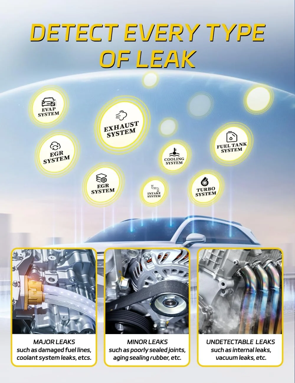 تستر دود خودرو Solary - دستگاه دود خودرو DC 12V EVAP برای نشت های خلاء