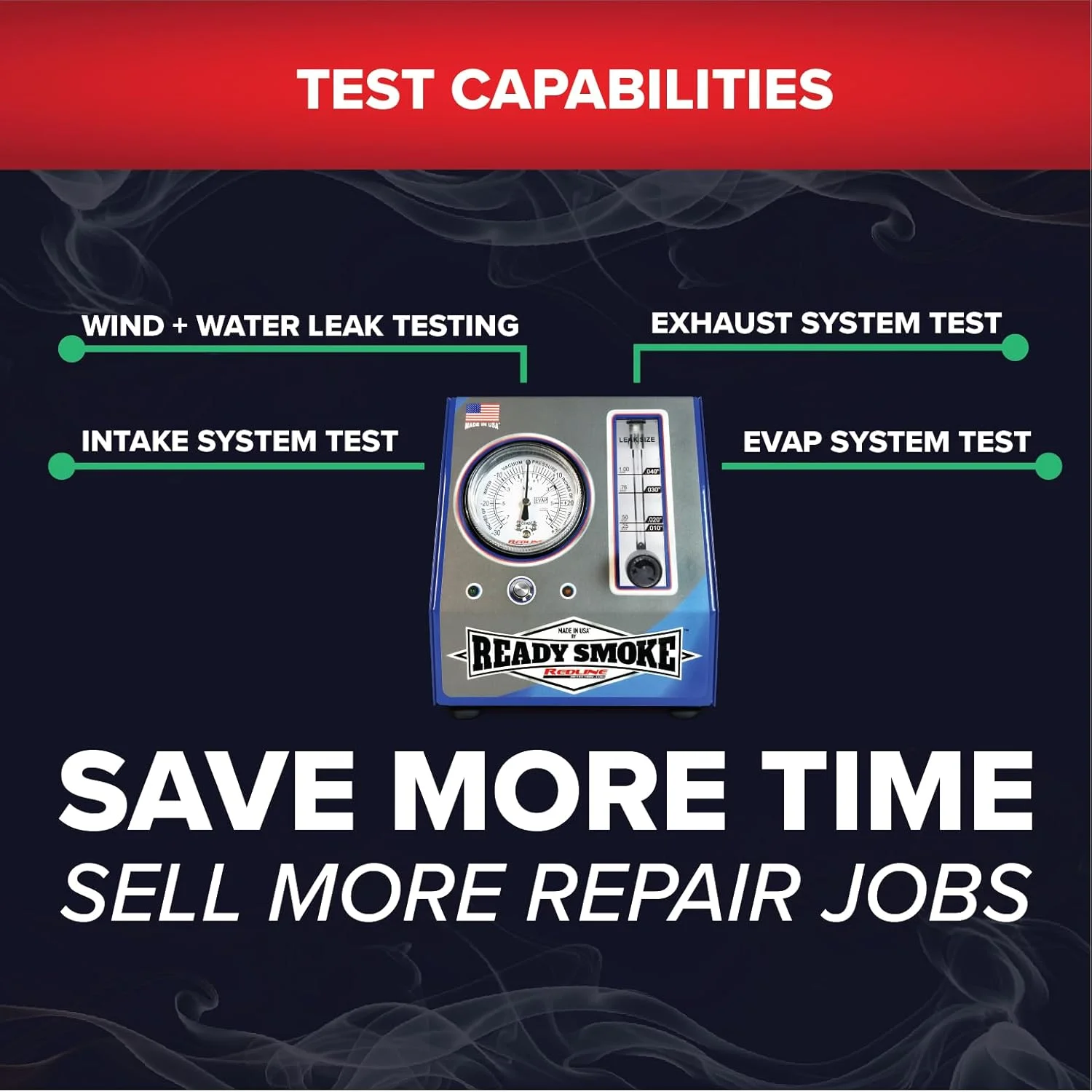 دستگاه تشخیص نشت دود مرئی خودرو Redline Detection ReadySmoke™ 95-0400 برای تشخیص نشت های کم فشار: EVAP، اگزوز، سیستم ورودی و نشت های خلاء