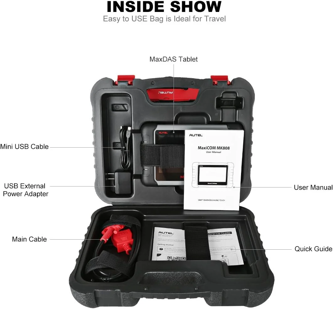 اسکنر خودرو Autel Mk808 Obd2 Maxicom ابزار عیب یابی خودرو با پشتیبانی از تشخیص کامل و Immo/Epb/Sas/Bms/Tpms/Dpf (Md802 All System+Maxicheck Pro)