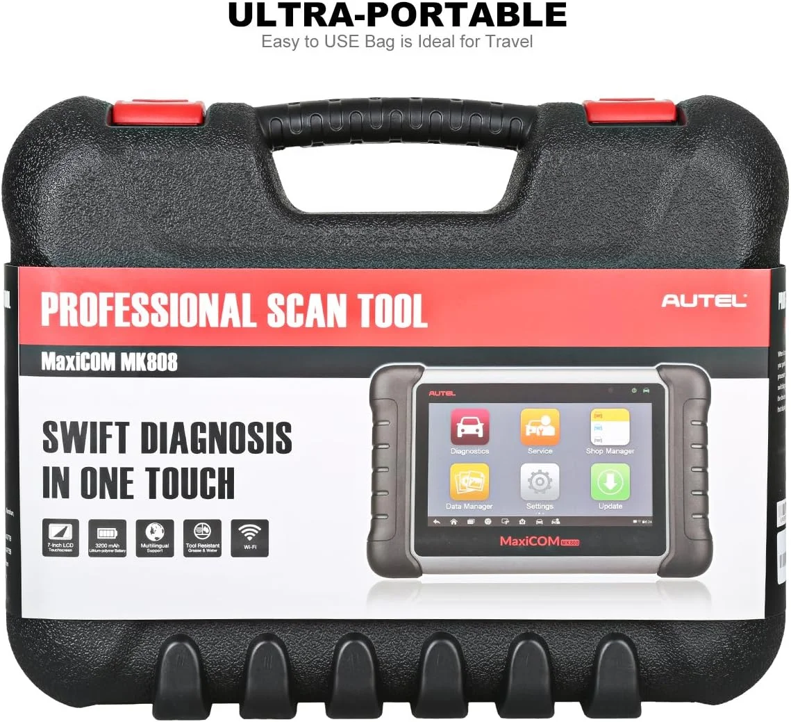 اسکنر خودرو Autel Mk808 Obd2 Maxicom ابزار عیب یابی خودرو با پشتیبانی از تشخیص کامل و Immo/Epb/Sas/Bms/Tpms/Dpf (Md802 All System+Maxicheck Pro)