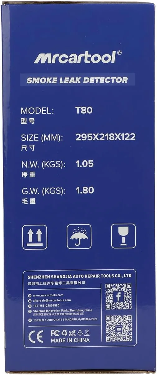 دستگاه مه ساز MR CARTOOL T80 EVAP، دستگاه تشخیص نشت خودرو، دستگاه دود ساز خودرو 12 ولت با پمپ هوای داخلی، دستگاه تشخیص نشت سوخت خط لوله، تست کننده خلاء برای خودروهای 12 ولت