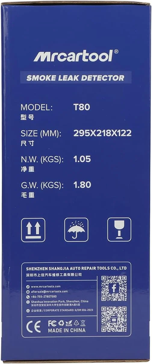 دستگاه مه ساز MR CARTOOL T80 EVAP، دستگاه تشخیص نشت خودرو، دستگاه دود ساز خودرو 12 ولت با پمپ هوای داخلی، دستگاه تشخیص نشت سوخت خط لوله، تست کننده خلاء برای خودروهای 12 ولت