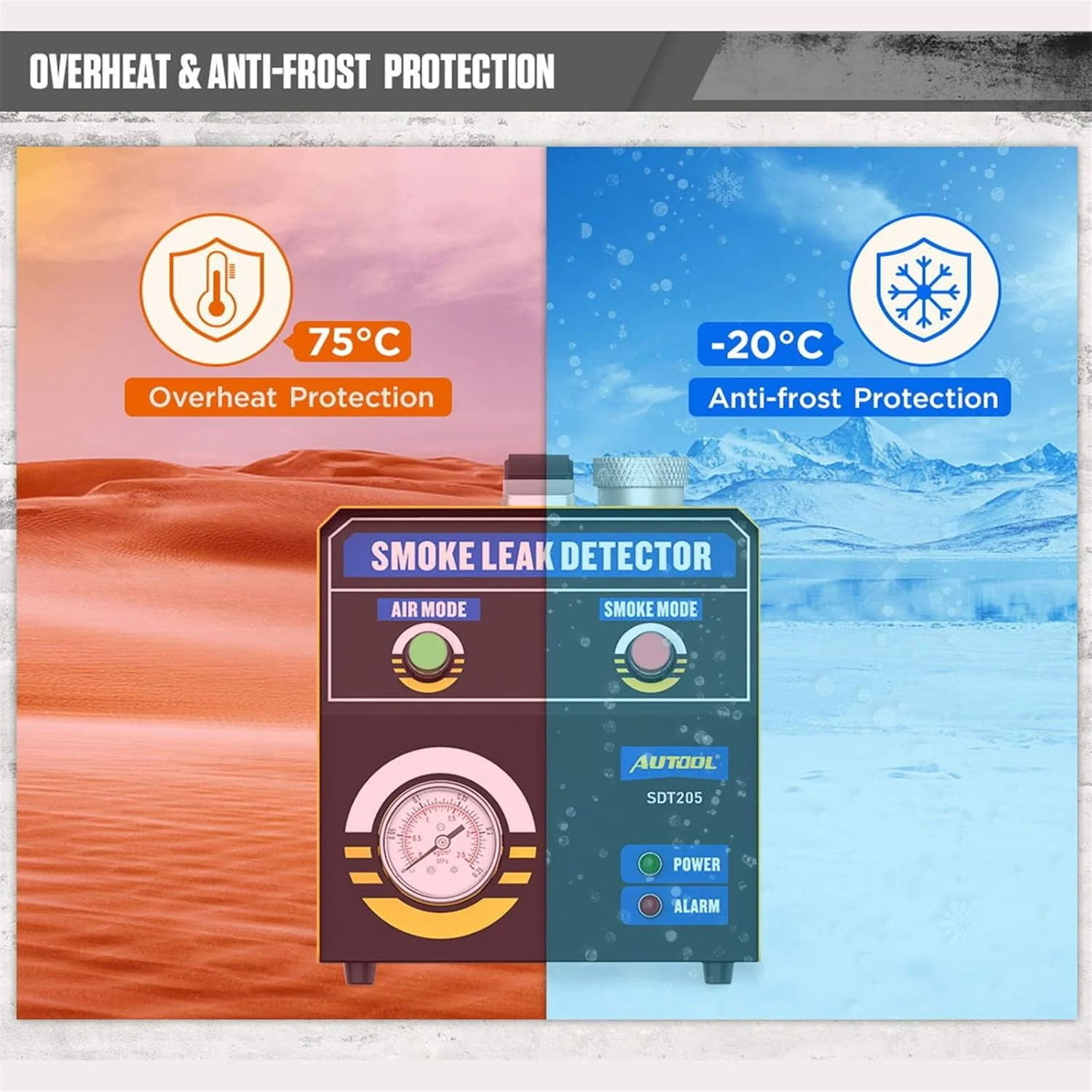 دستگاه تشخیص نشت یابی دود خودرو AUTOOL 12V برای سیستم EVAP