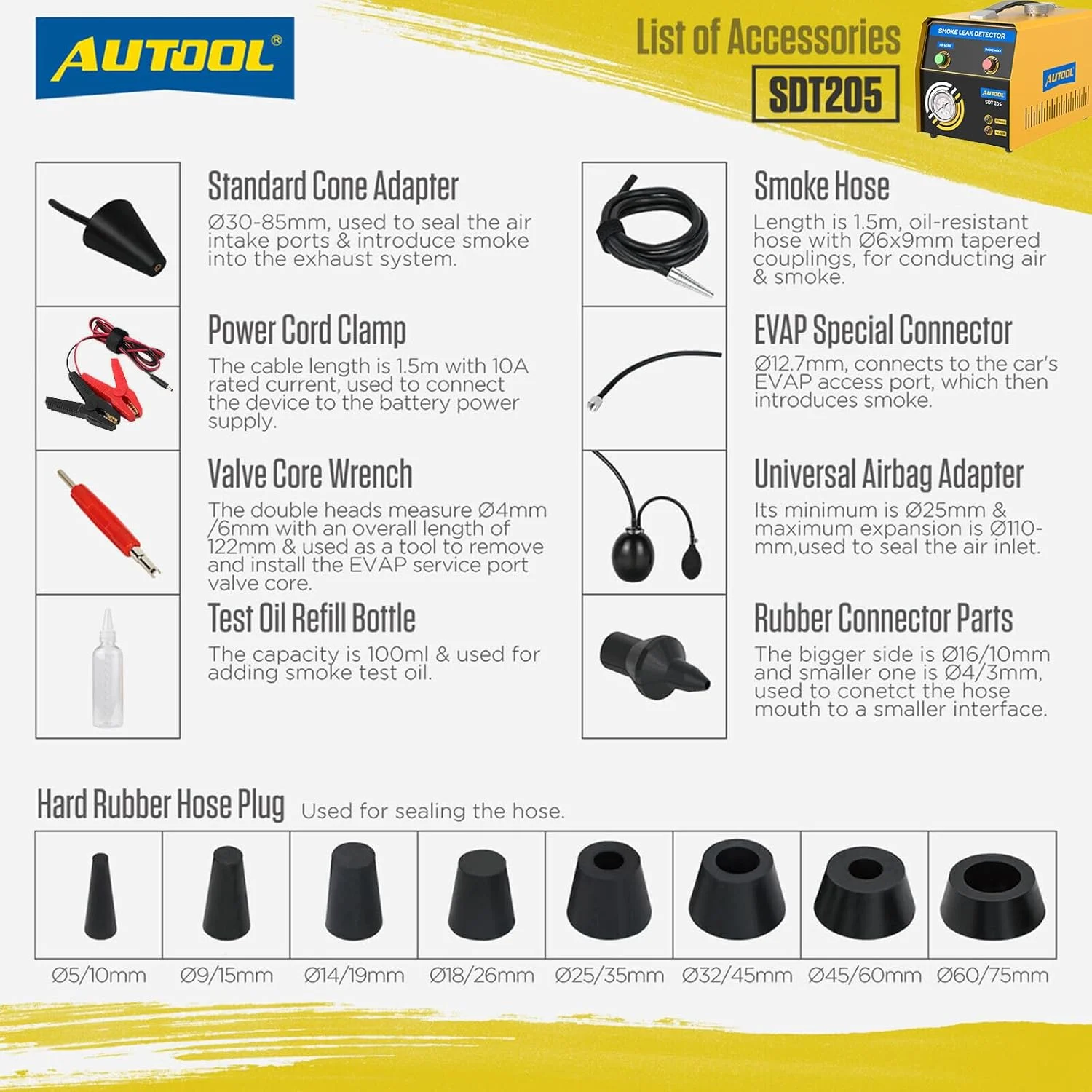 دستگاه تشخیص نشت یابی دود خودرو AUTOOL 12V برای سیستم EVAP