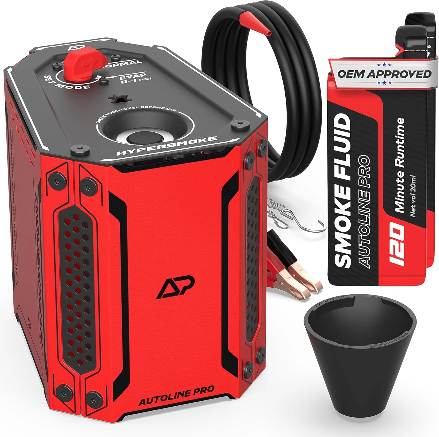 دستگاه تست نشت یابی دود خودرو AutoLine Pro HyperSmoke™ - تست کننده نشت خلاء EVAP - فشار قابل تنظیم - مایع دود مورد تایید OEM - موتور کمپرسور هوای داخلی - شامل مخروطی برای نشت های خلاء و اگزوز.