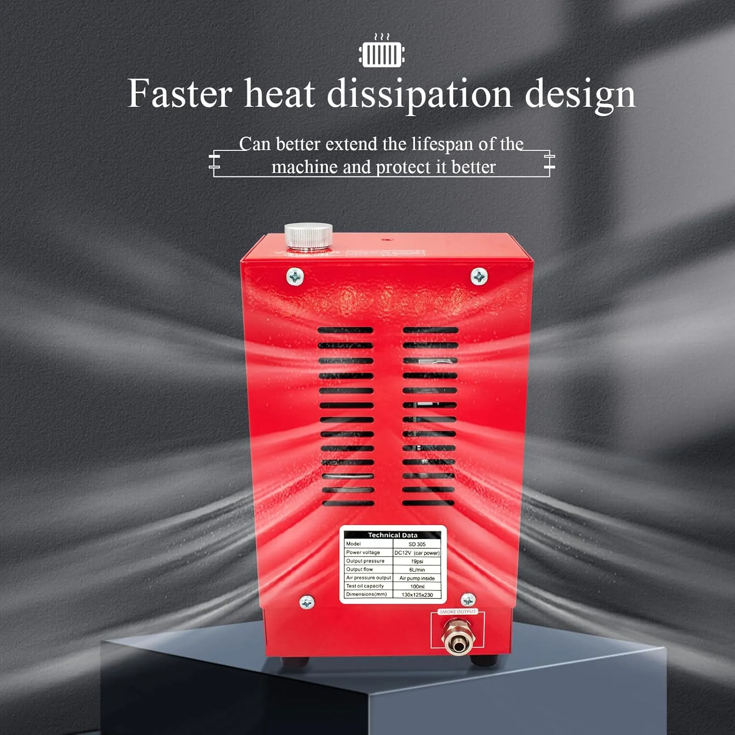 دستگاه نشت یاب دود خودرو PAKOWIN 12V DC با نشانگر فشار - تستر تشخیصی خلاء EVAP برای سیستم لوله چند منظوره - قرمز