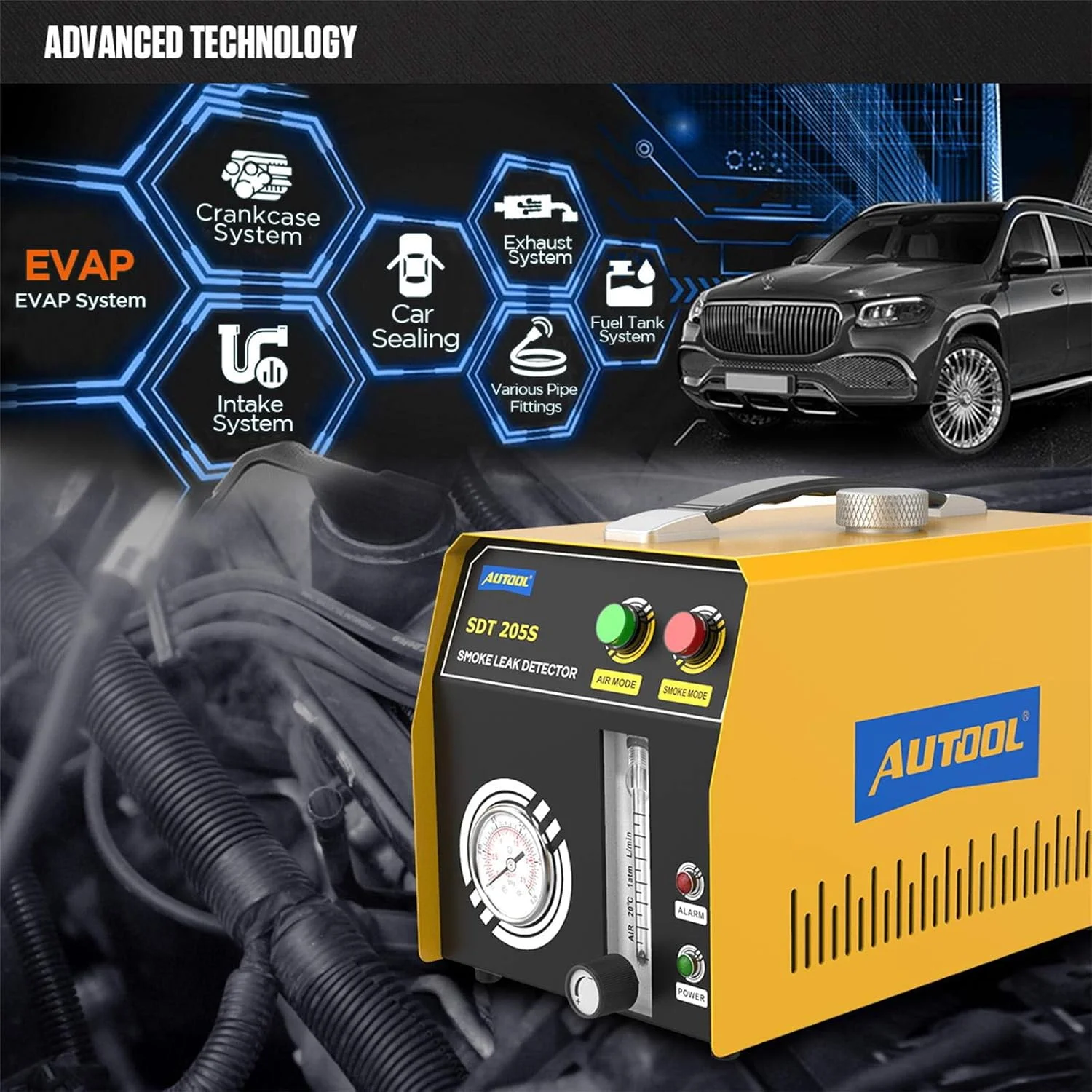دستگاه تشخیص نشت یاب دود خودرو AUTOOL با حالت دوگانه EVAP Vacuum، تستر تشخیصی برای همه وسایل نقلیه دستگاه تشخیص نشت یاب دود خودرو AUTOOL با حالت دوگانه EVAP Vacuum، تستر تشخیصی برای همه وسایل نقلیه