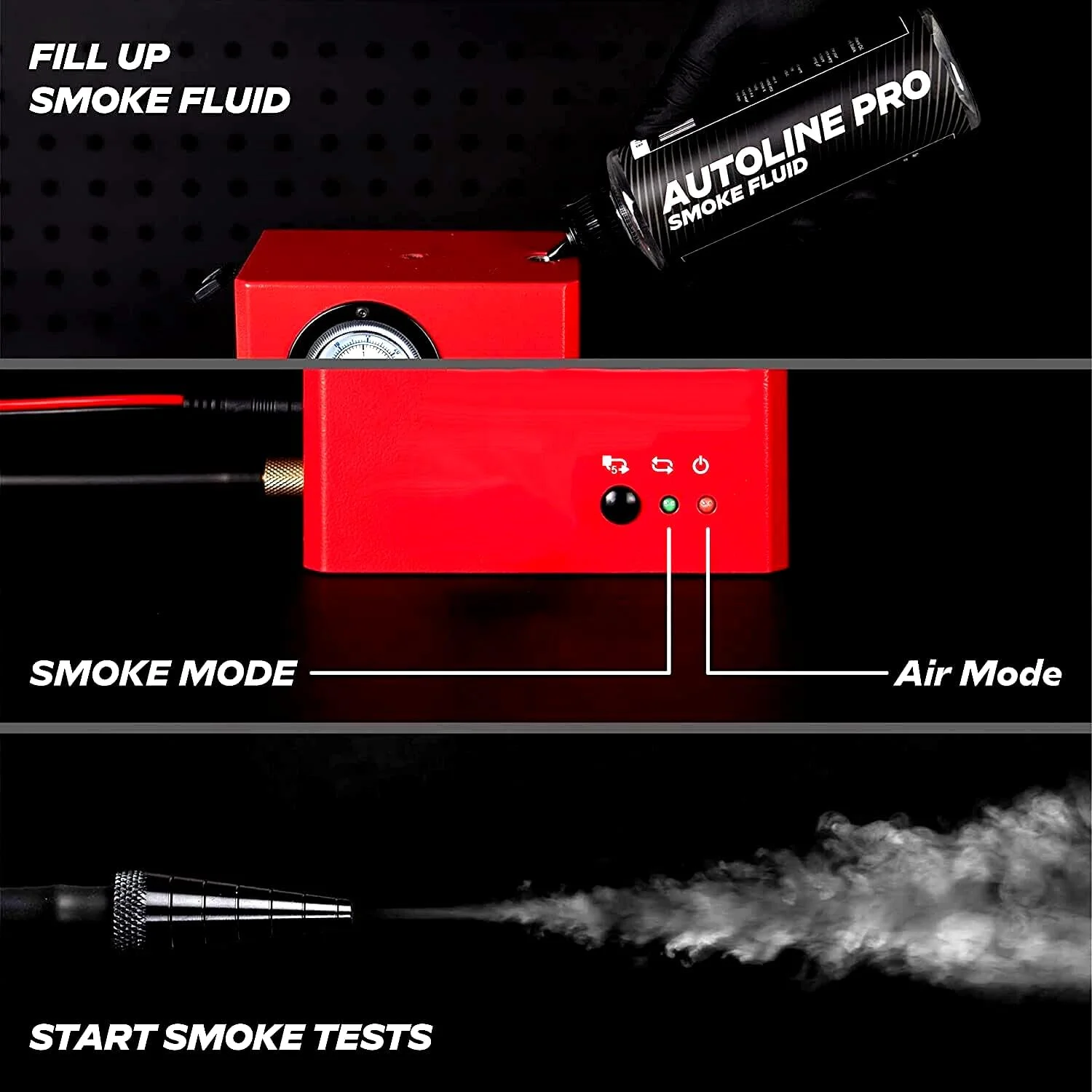 دستگاه تست دود خودرو AutoLine Pro برای تشخیص نشتی EVAP، خلاء، اگزوز و موارد دیگر | مدل 02 | شامل مایع دود تایید شده | کمپرسور هوای داخلی | گیج فشار دستگاه تست دود خودرو AutoLine Pro برای تشخیص نشتی EVAP، خلاء، اگزوز و موارد دیگر | مدل 02 | شامل مایع دود تایید شده | کمپرسور هوای داخلی | گیج فشار