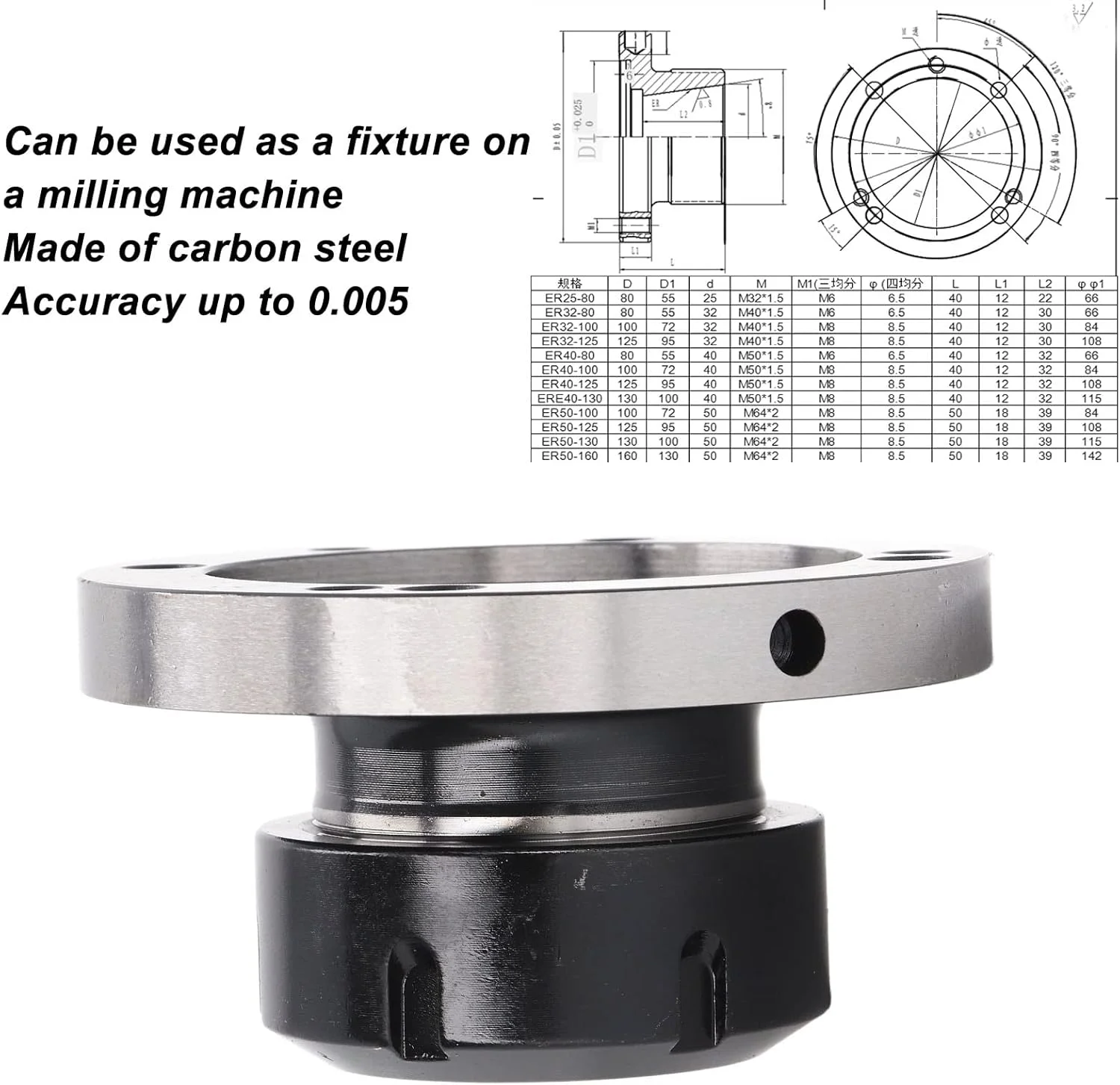 گیره فشنگی Gearwell، گیره فشنگی فرز CNC، فشنگی فولاد کربنی، قطعه فرز صنعتی، فشنگی ضد اکسیداسیون با سختی بالا 3.9 اینچی برای ماشین های CNC