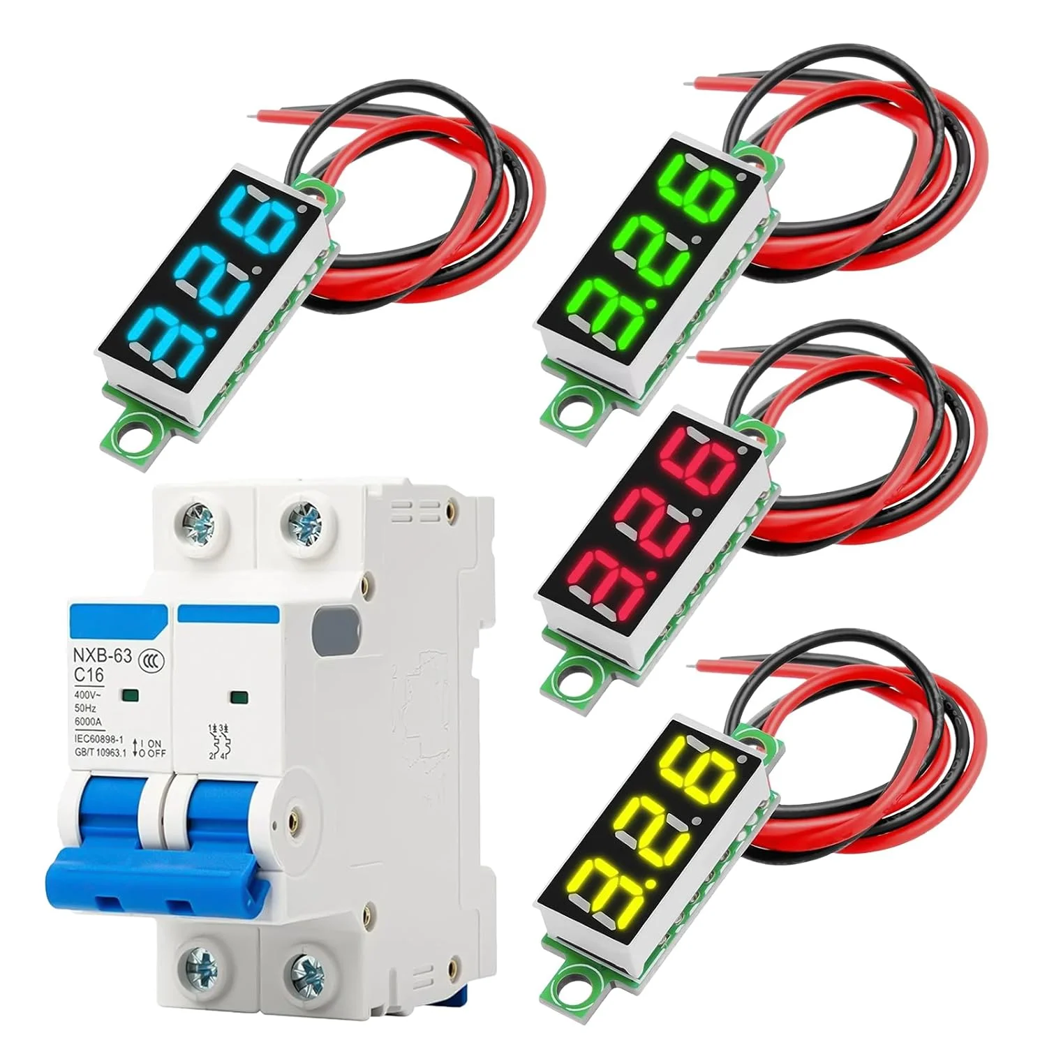 نمایشگر ولتاژ LED - لوله دیجیتال LED 7 سگمنتی 0.28 اینچی، قطعات ولت متر برای پنل های خانگی، موبایل، دریایی، RV، صوتی، الکتریکی و صنعتی