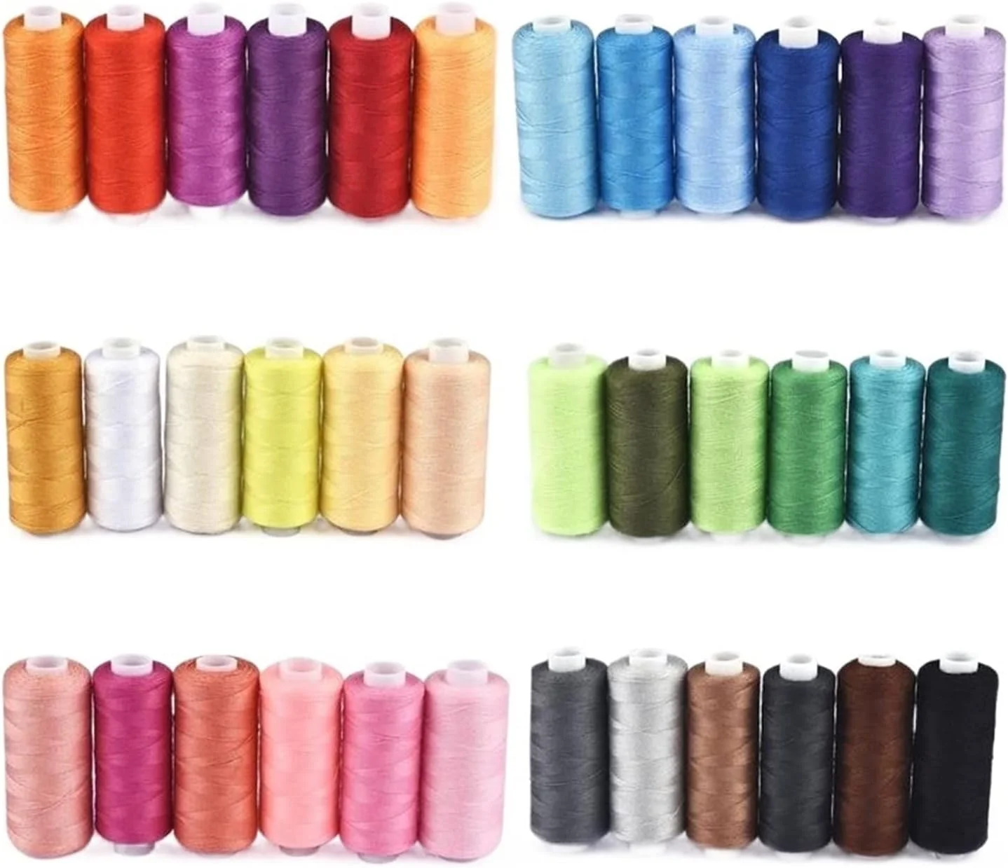 ZYJBDYZBD نخ خیاطی 6 رنگ/ست، نخ قرقره ای برای گلدوزی دستی و ماشینی، 400 یارد در هر قرقره، پلی استر برای کیت خیاطی خانگی