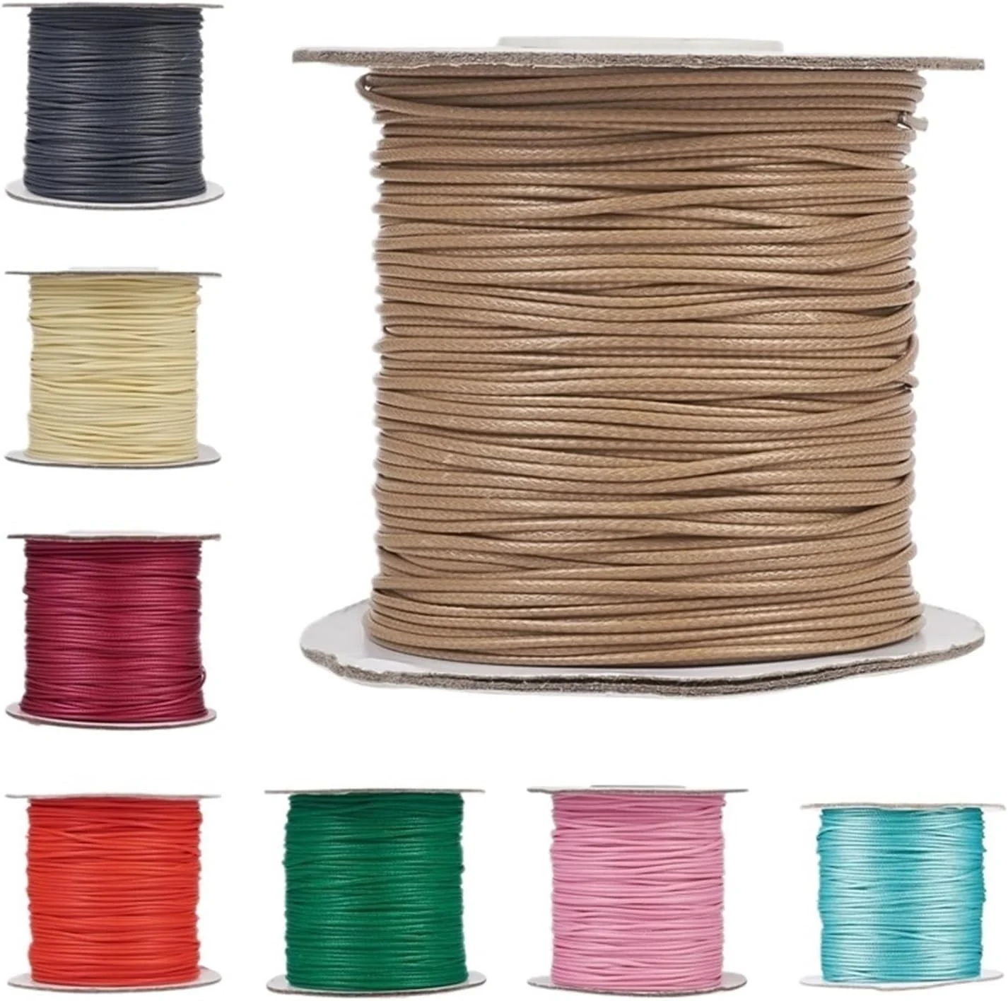 ZYJBDYZBD نخ موم زده پلی استر 85 یاردی/رول 1 میلی متری، بند مهره ای، بند چند رنگ برای ساخت جواهرات، گردنبند و دستبند DIY
