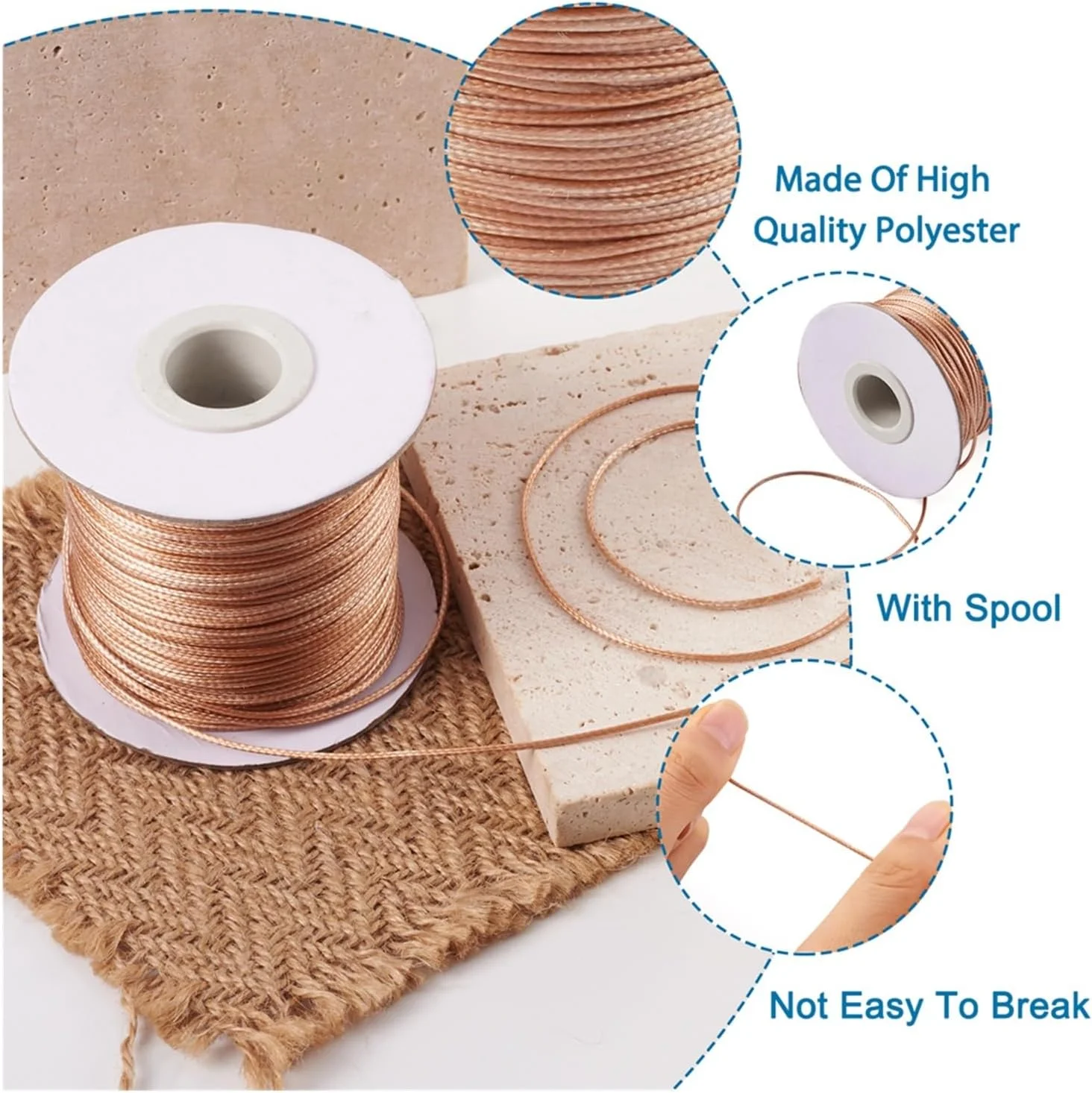 ZYJBDYZBD نخ موم زده پلی استر 85 یاردی/رول 1 میلی متری، بند مهره ای، بند چند رنگ برای ساخت جواهرات، گردنبند و دستبند DIY