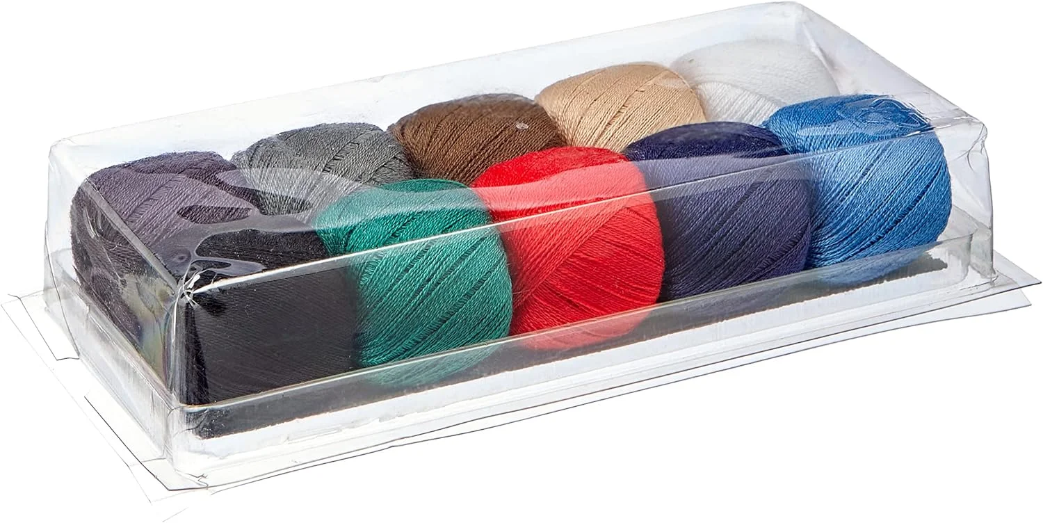 بسته شفاف نخ پنبه ای ZKH برای رفو، 10 توپک 20 متری، رنگ های متنوع