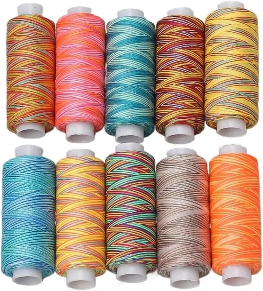 نخ رنگرزی شده ZYJBDYZBD 300 یاردی 40S/2 نخ پلی استر برای سوزن دوزی، خیاطی ماشینی، لحاف دوزی و دوخت دستی